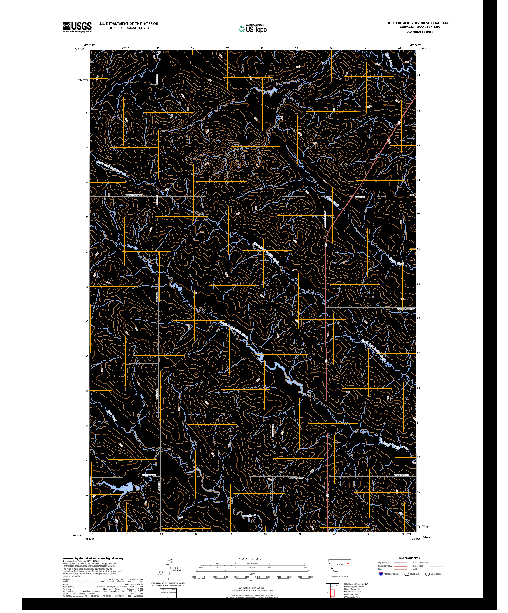 US TOPO 7.5-MINUTE MAP FOR HUDIBURGH RESERVOIR SE, MT