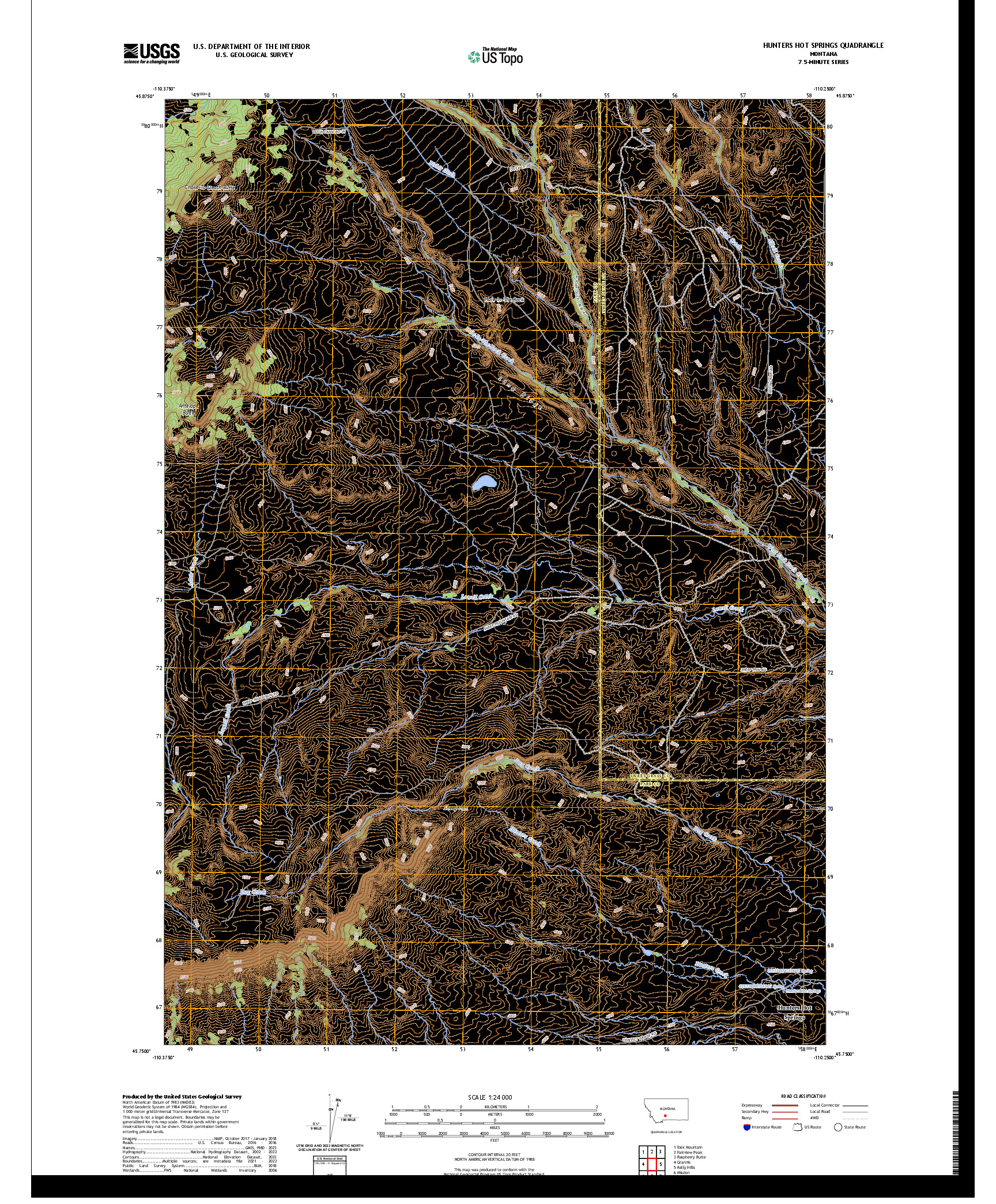 US TOPO 7.5-MINUTE MAP FOR HUNTERS HOT SPRINGS, MT