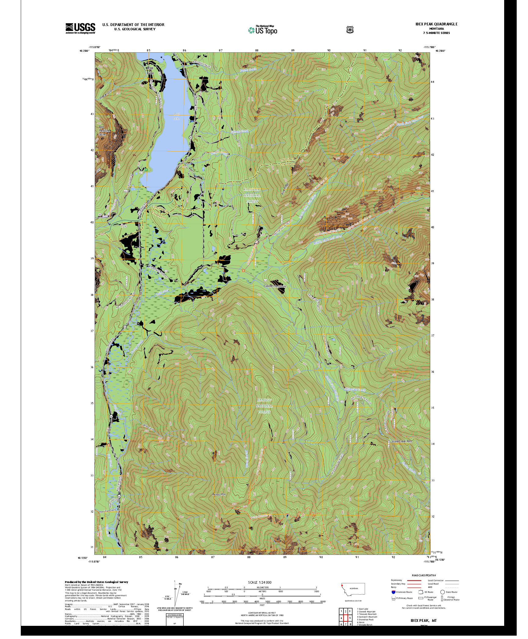 US TOPO 7.5-MINUTE MAP FOR IBEX PEAK, MT