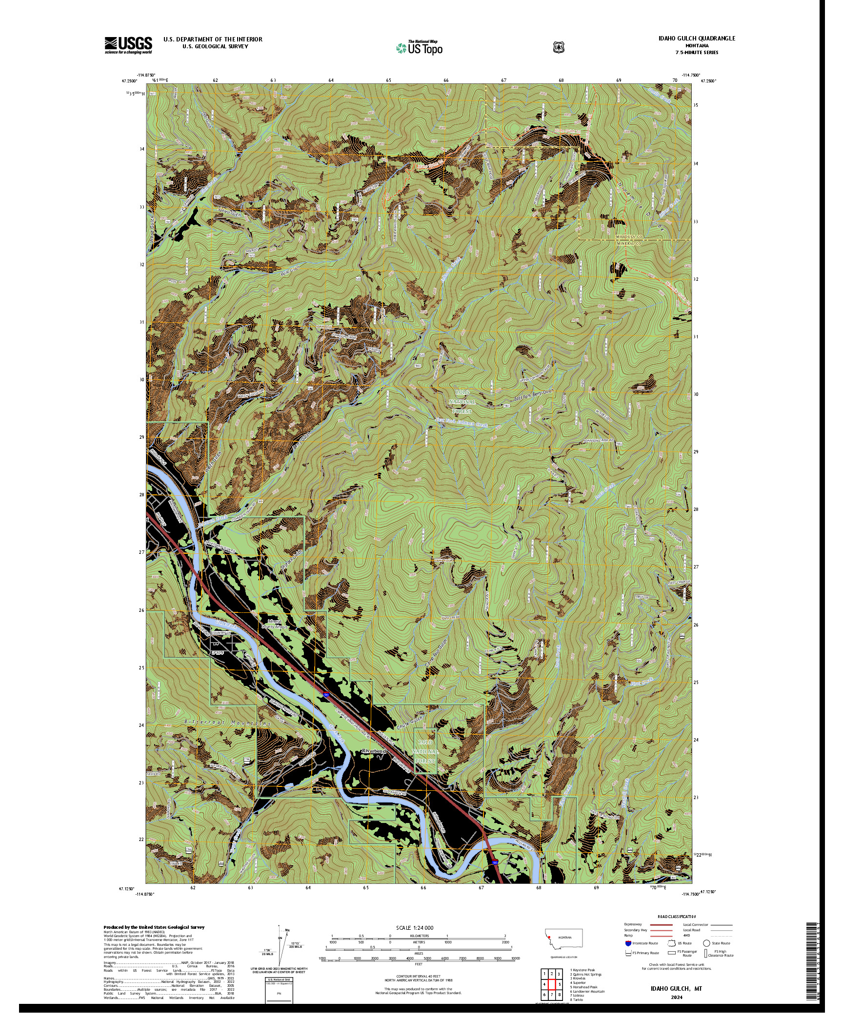US TOPO 7.5-MINUTE MAP FOR IDAHO GULCH, MT