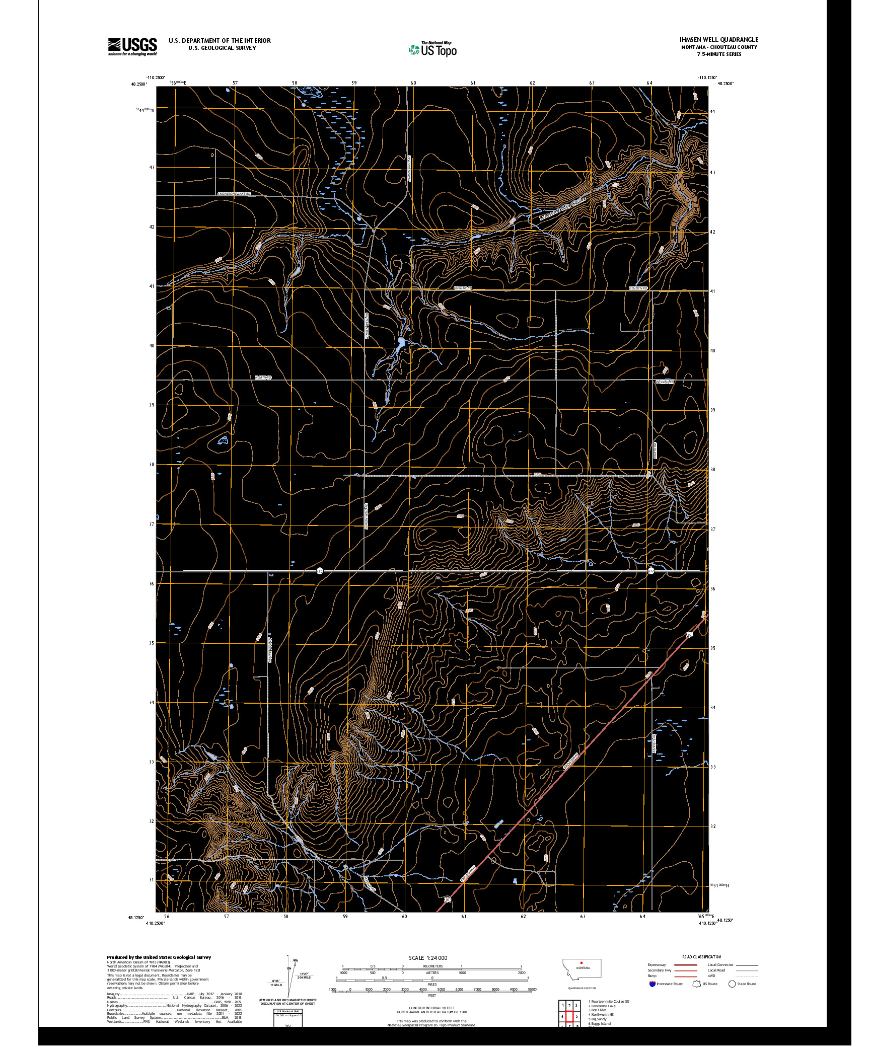 US TOPO 7.5-MINUTE MAP FOR IHMSEN WELL, MT