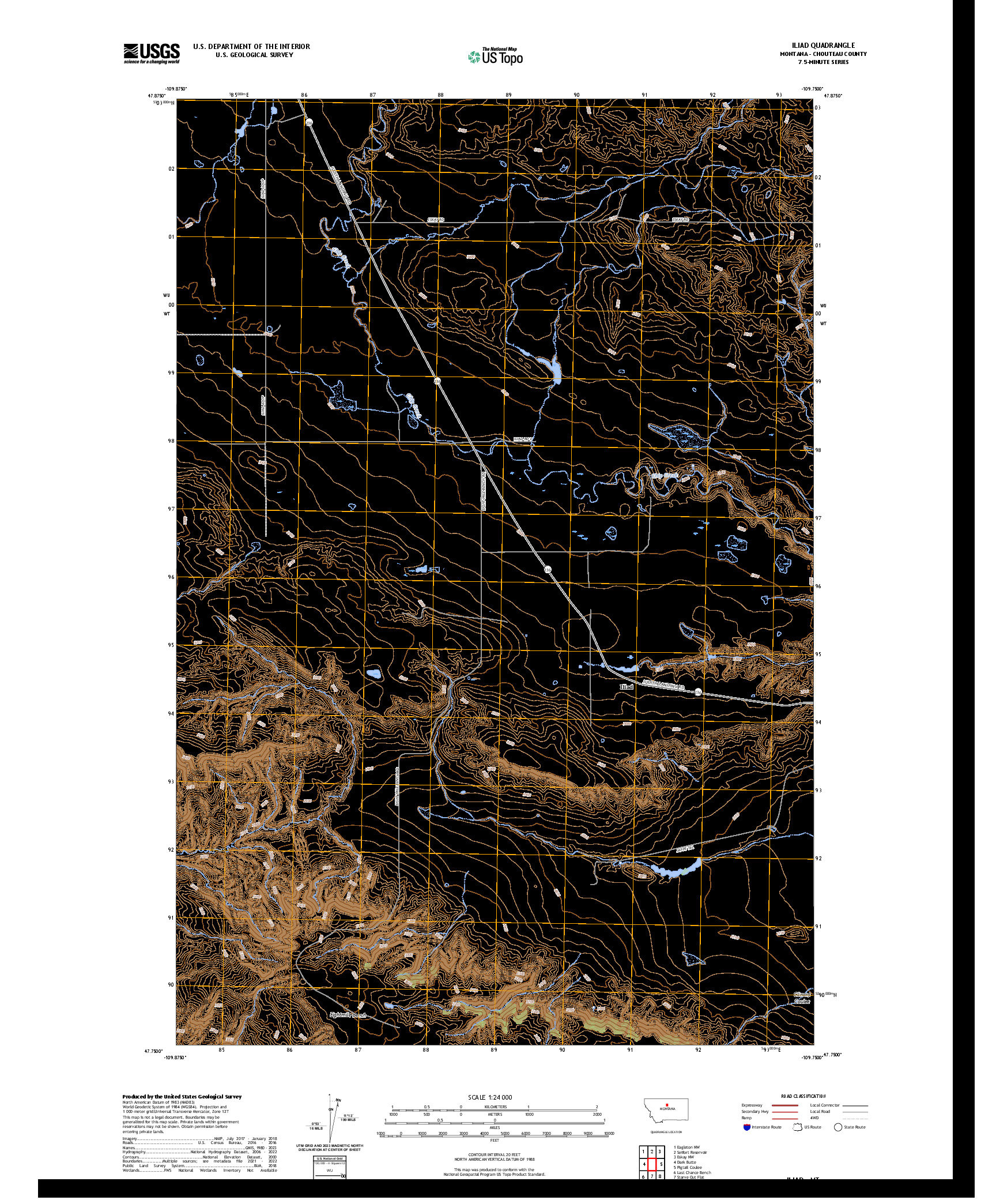 US TOPO 7.5-MINUTE MAP FOR ILIAD, MT