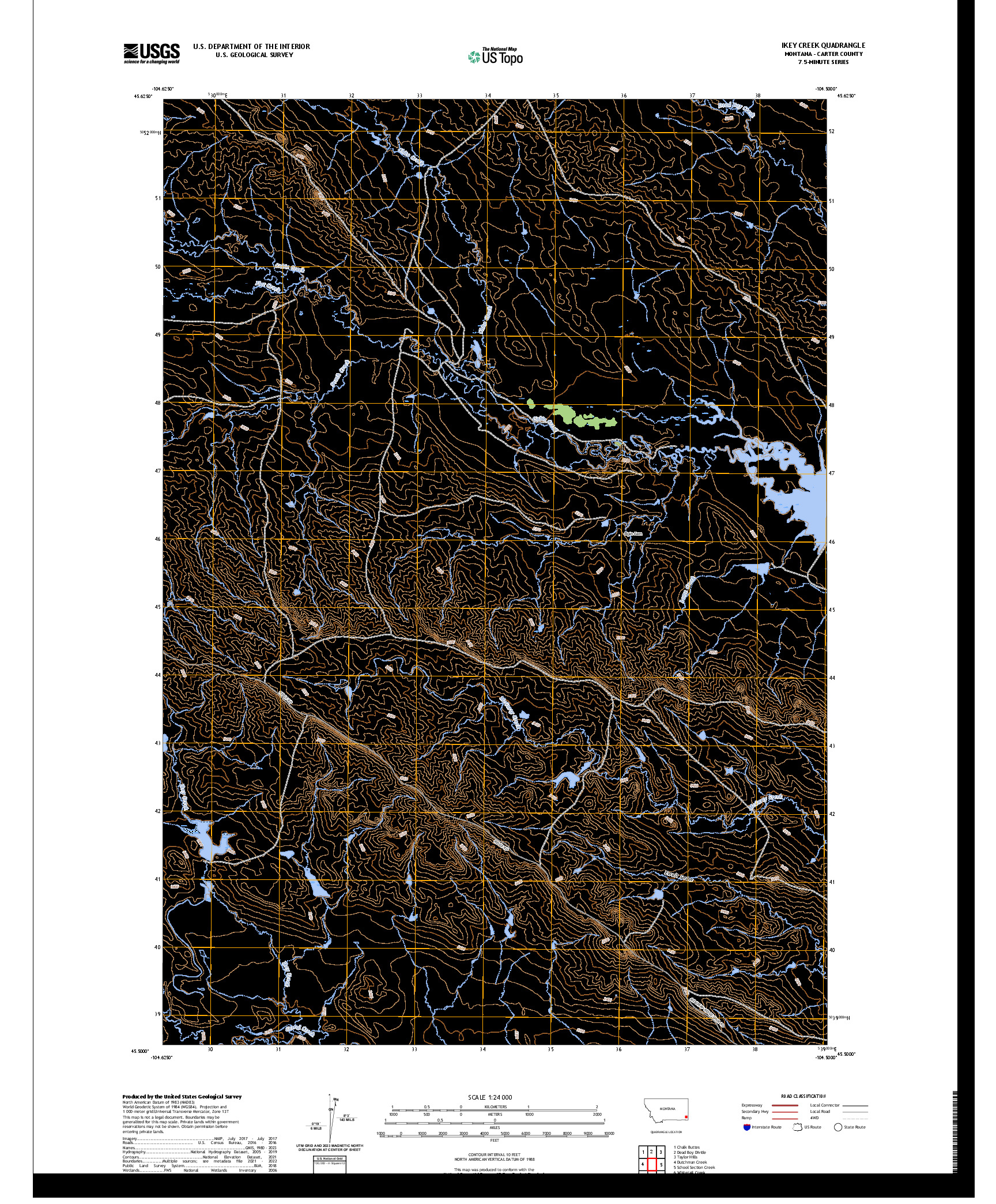 US TOPO 7.5-MINUTE MAP FOR IKEY CREEK, MT