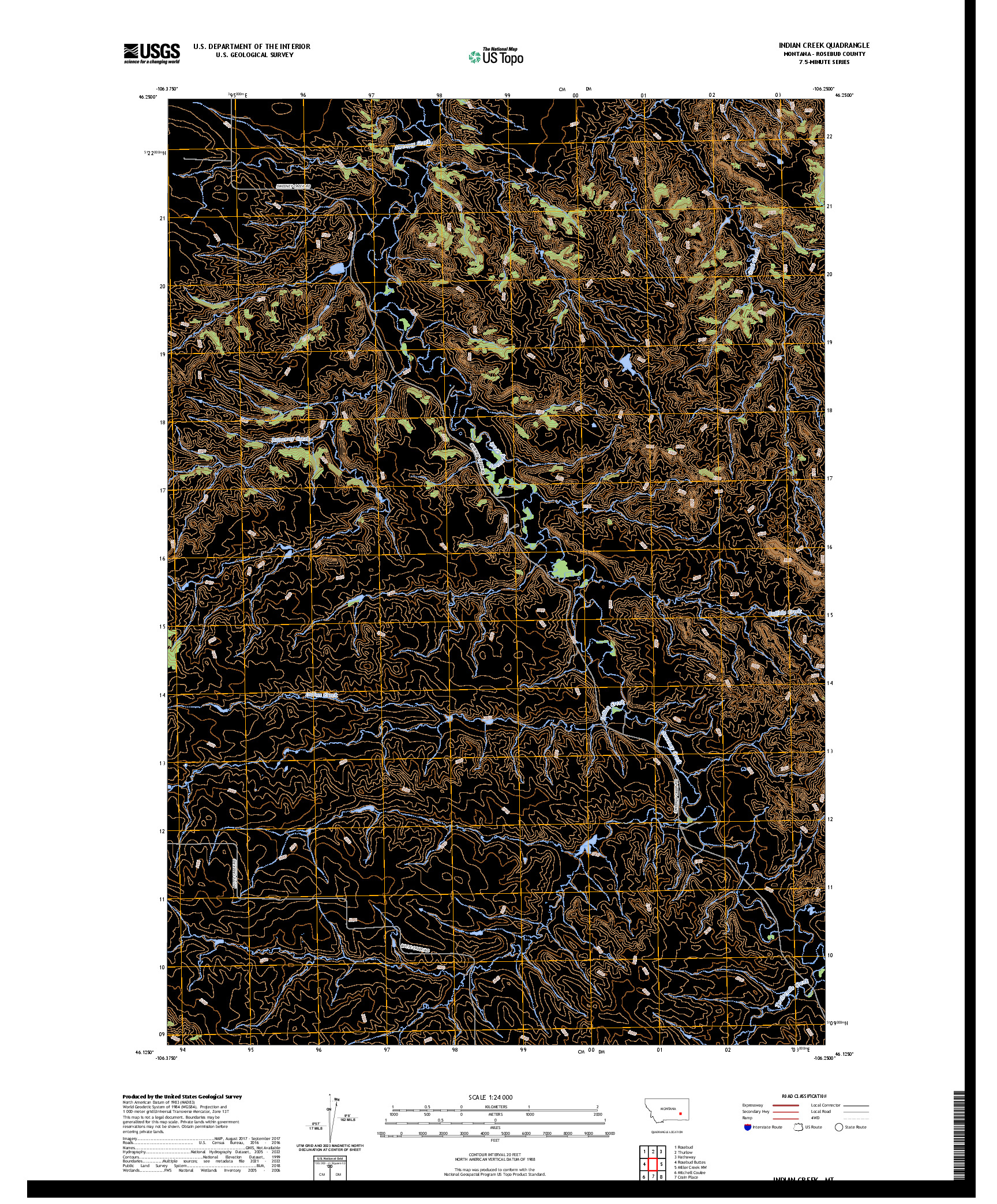 US TOPO 7.5-MINUTE MAP FOR INDIAN CREEK, MT