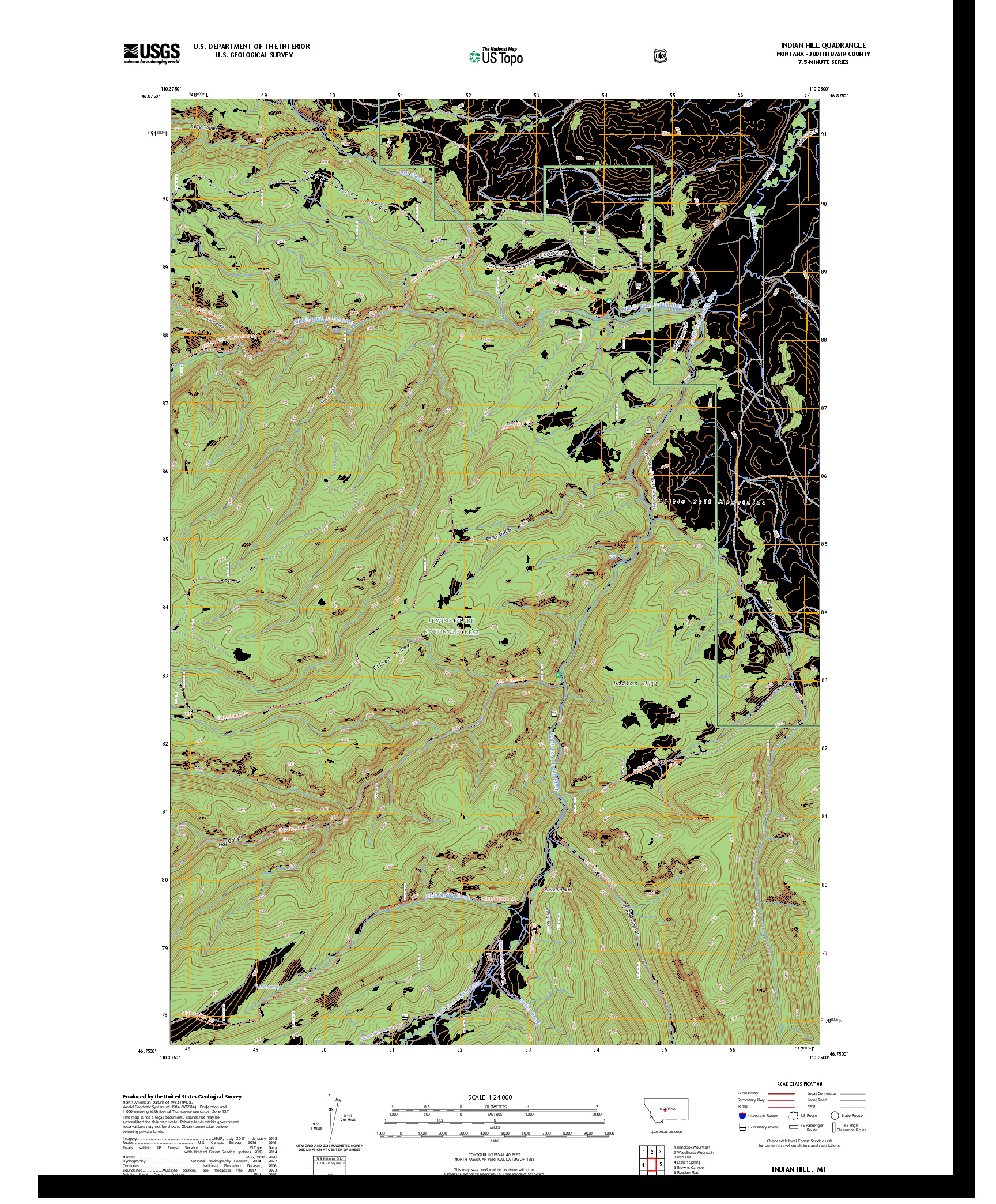 US TOPO 7.5-MINUTE MAP FOR INDIAN HILL, MT