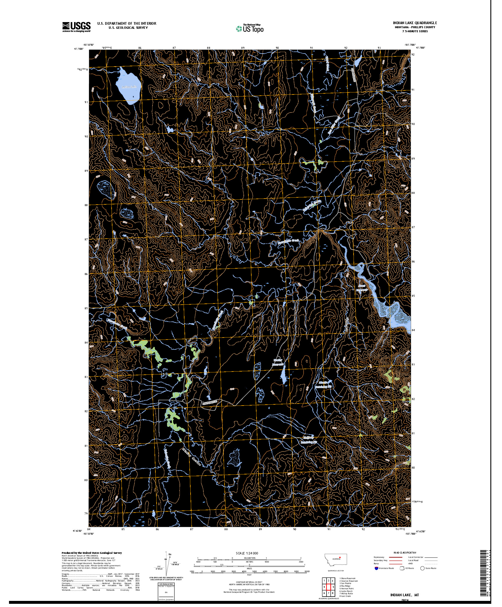 US TOPO 7.5-MINUTE MAP FOR INDIAN LAKE, MT