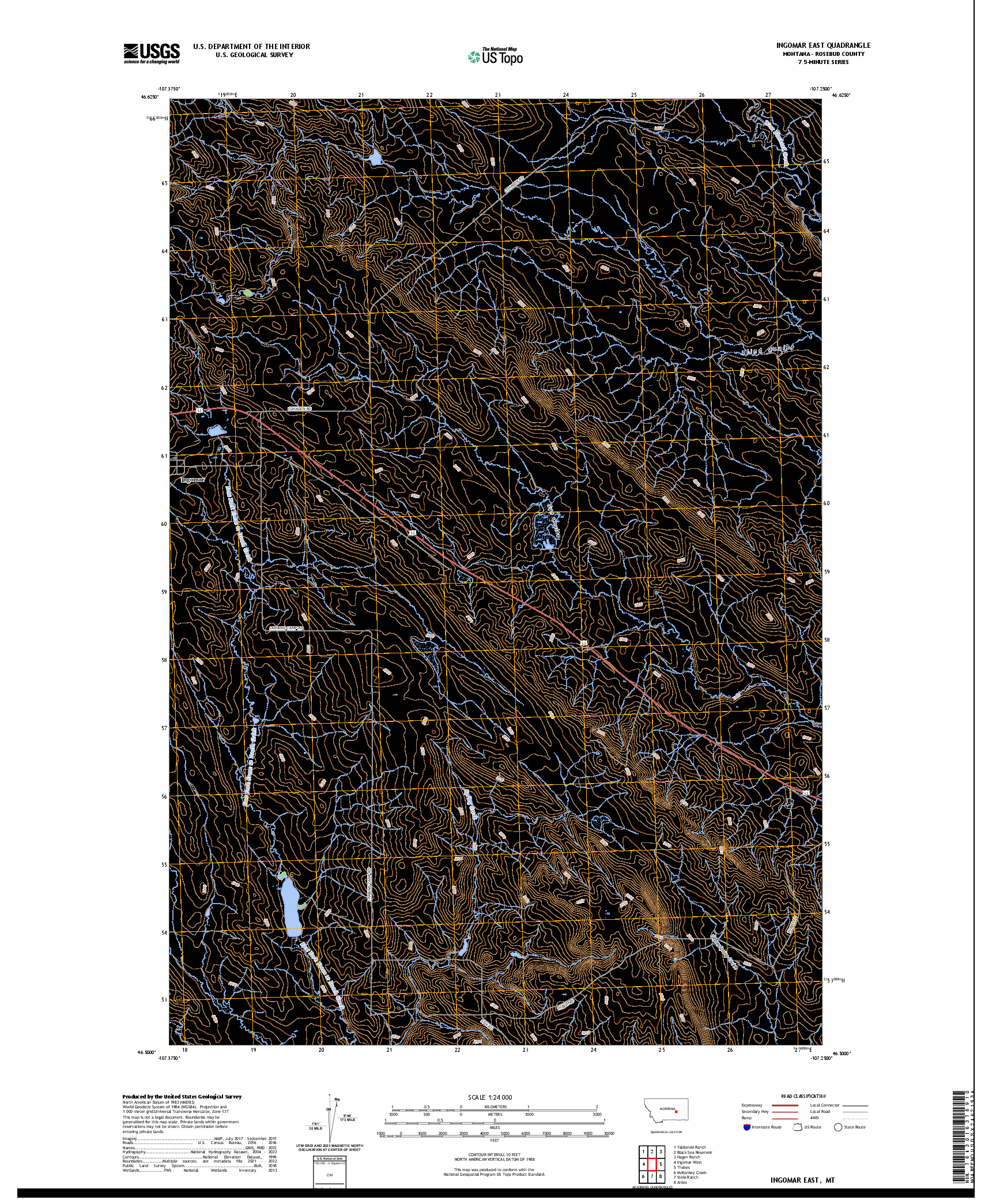 US TOPO 7.5-MINUTE MAP FOR INGOMAR EAST, MT