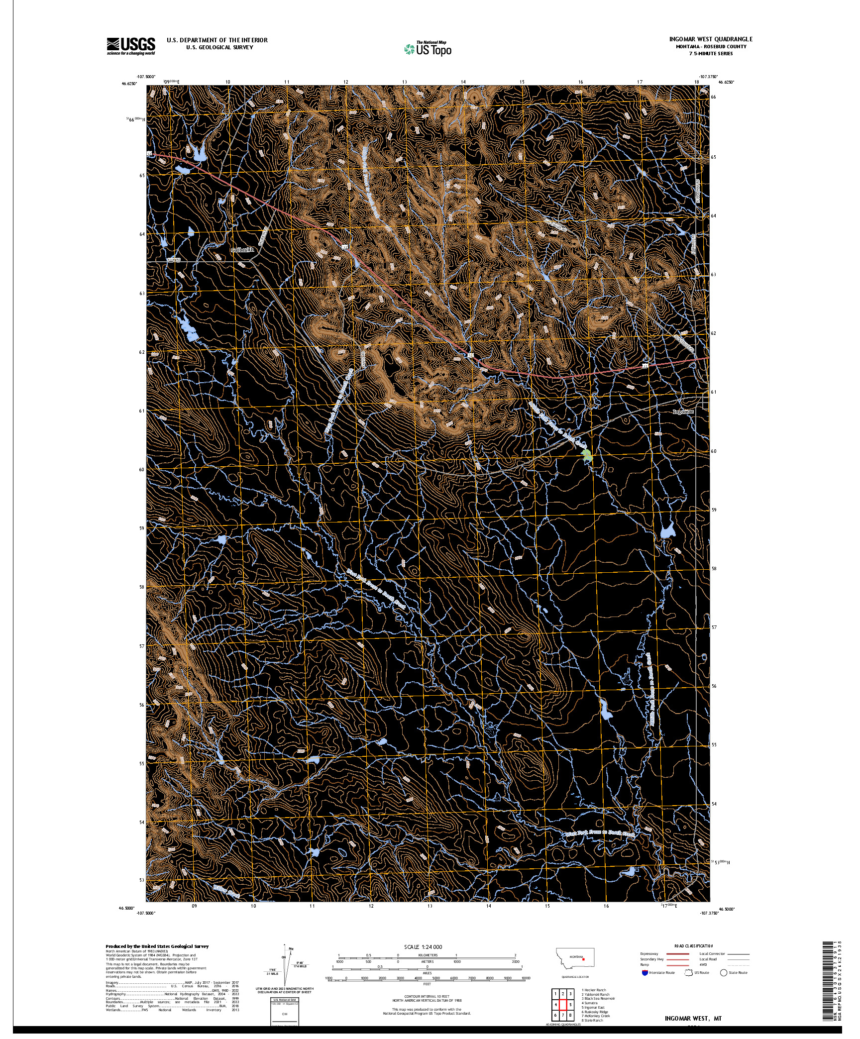US TOPO 7.5-MINUTE MAP FOR INGOMAR WEST, MT