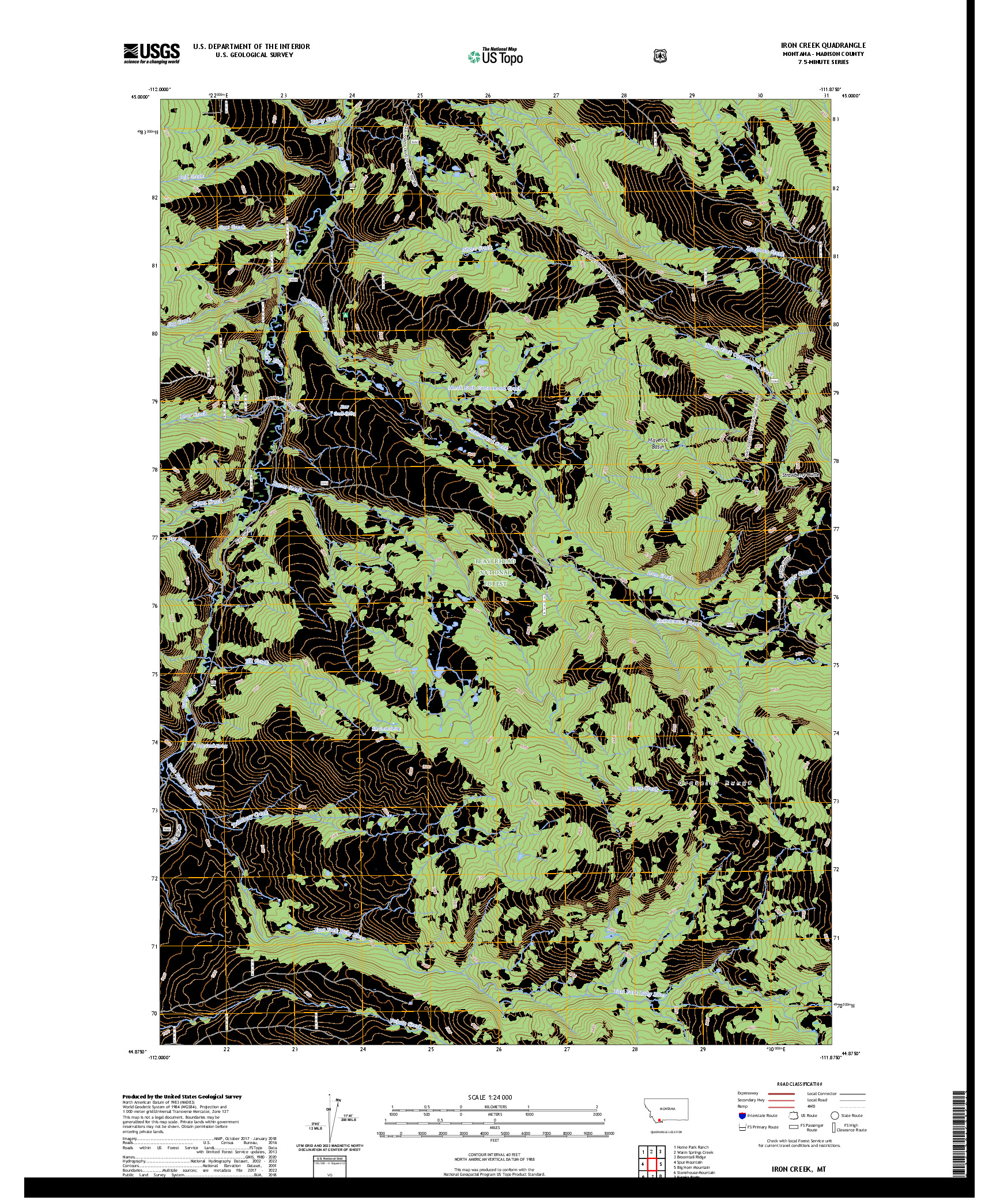 US TOPO 7.5-MINUTE MAP FOR IRON CREEK, MT