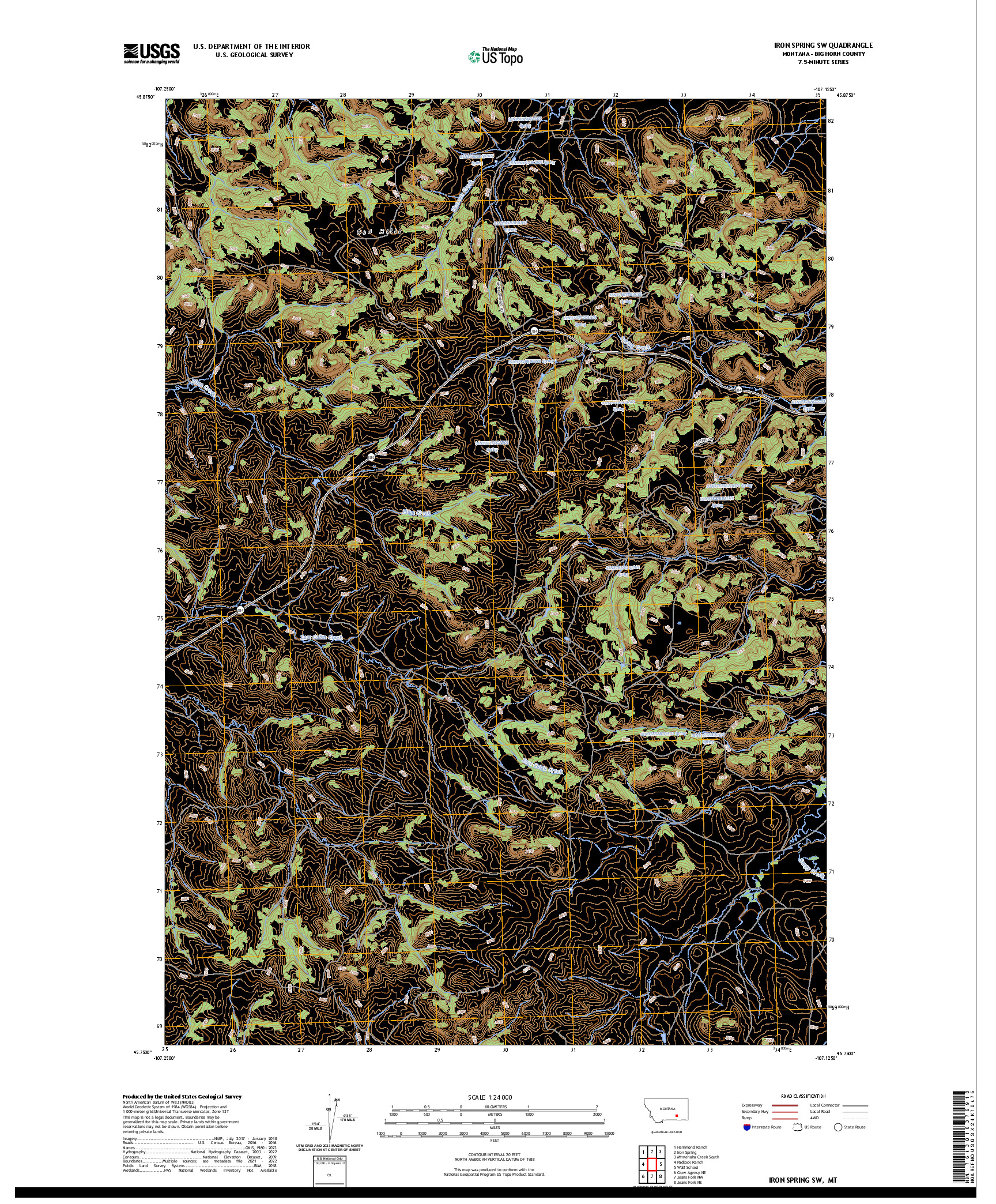 US TOPO 7.5-MINUTE MAP FOR IRON SPRING SW, MT