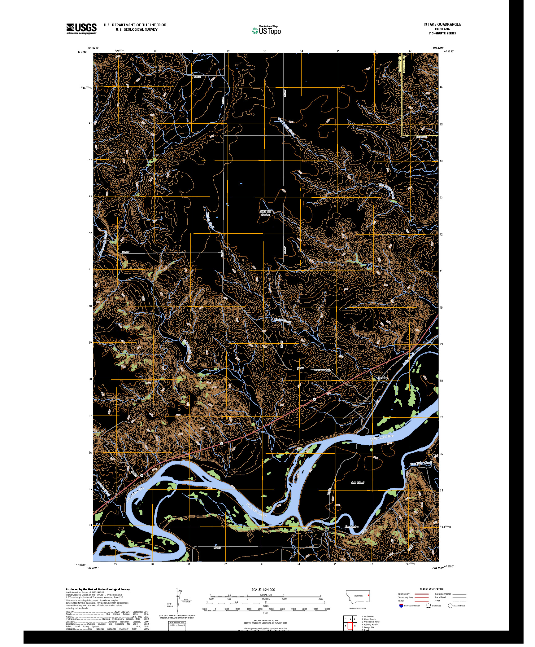US TOPO 7.5-MINUTE MAP FOR INTAKE, MT