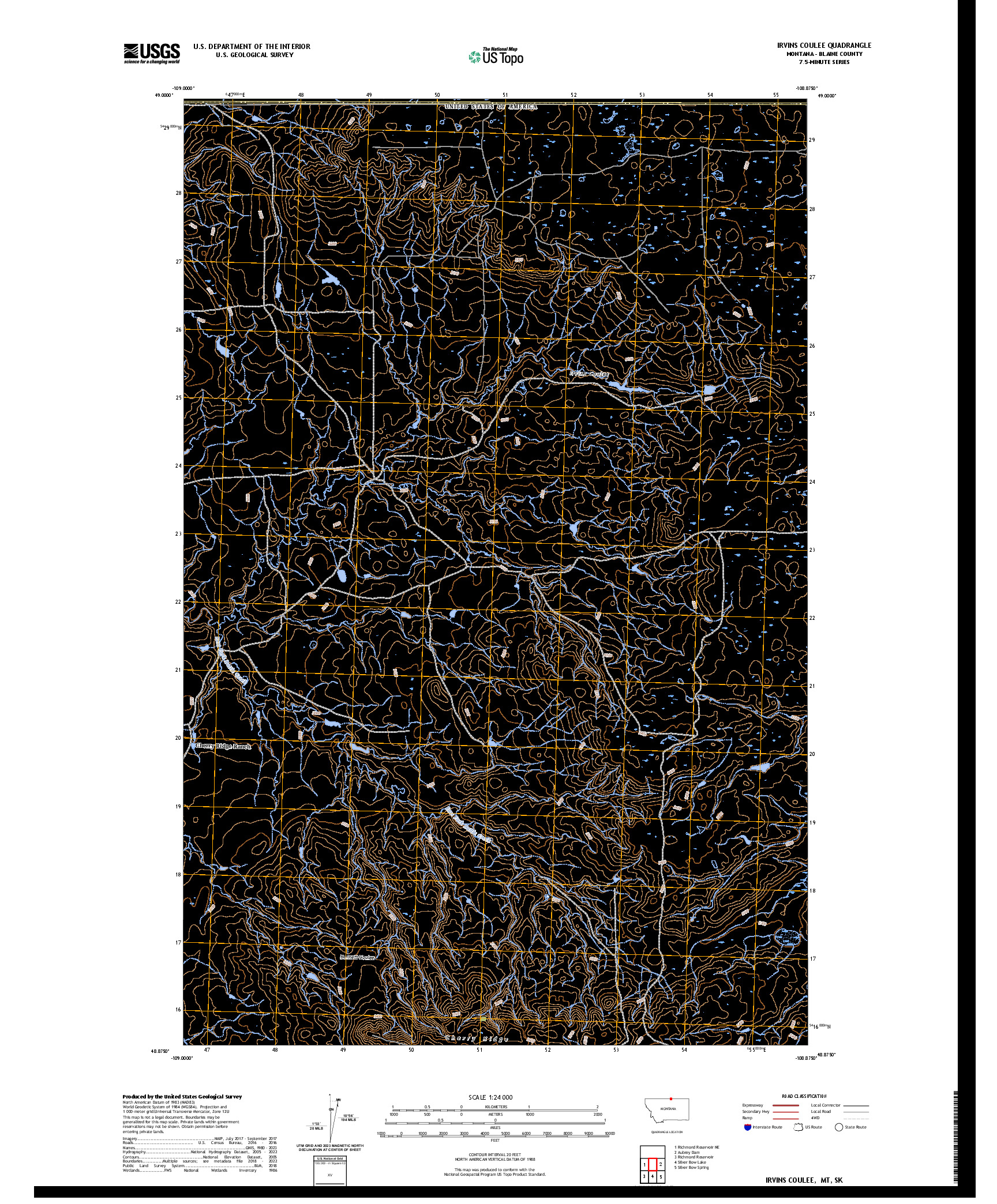 US TOPO 7.5-MINUTE MAP FOR IRVINS COULEE, MT,SK