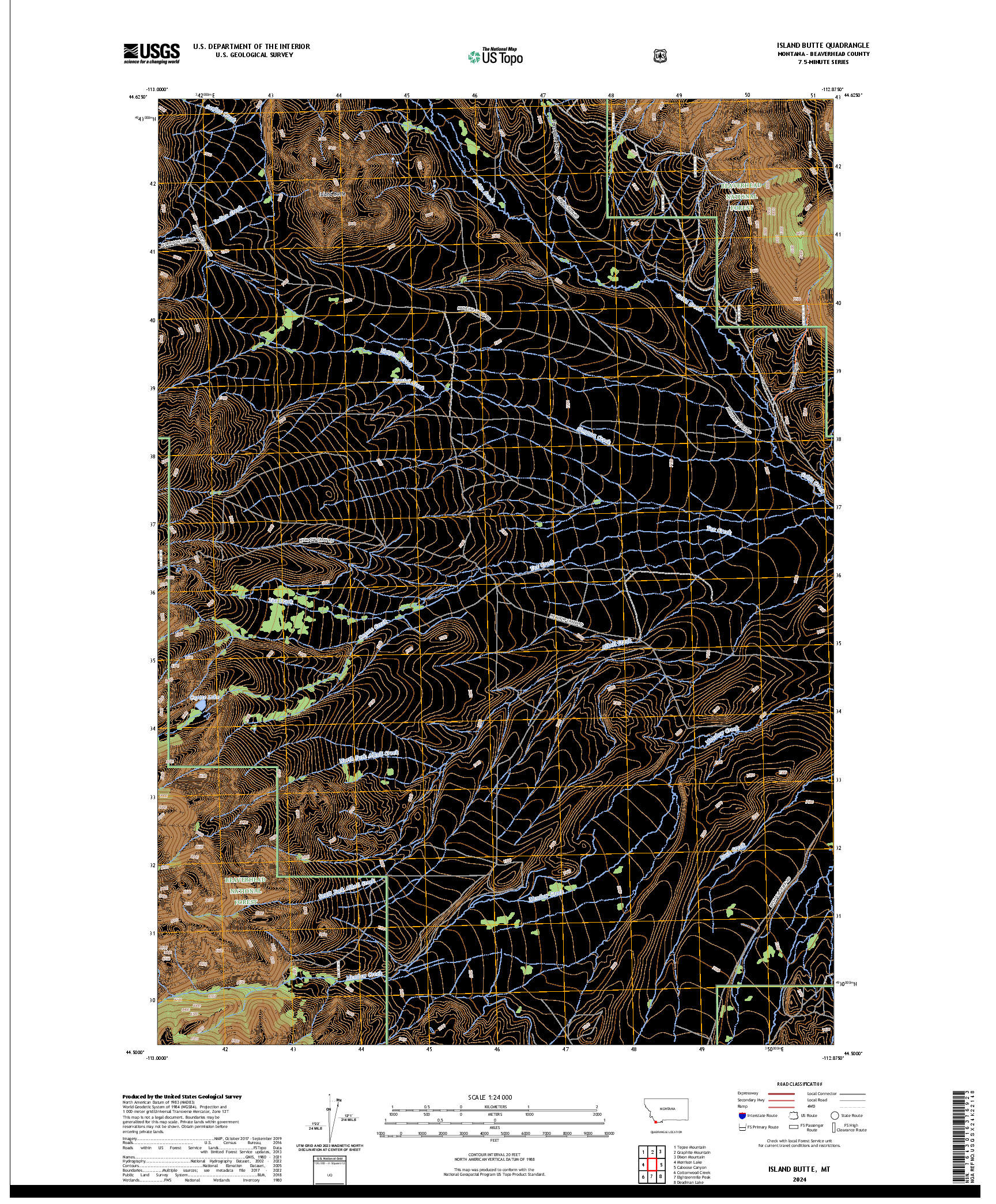 US TOPO 7.5-MINUTE MAP FOR ISLAND BUTTE, MT