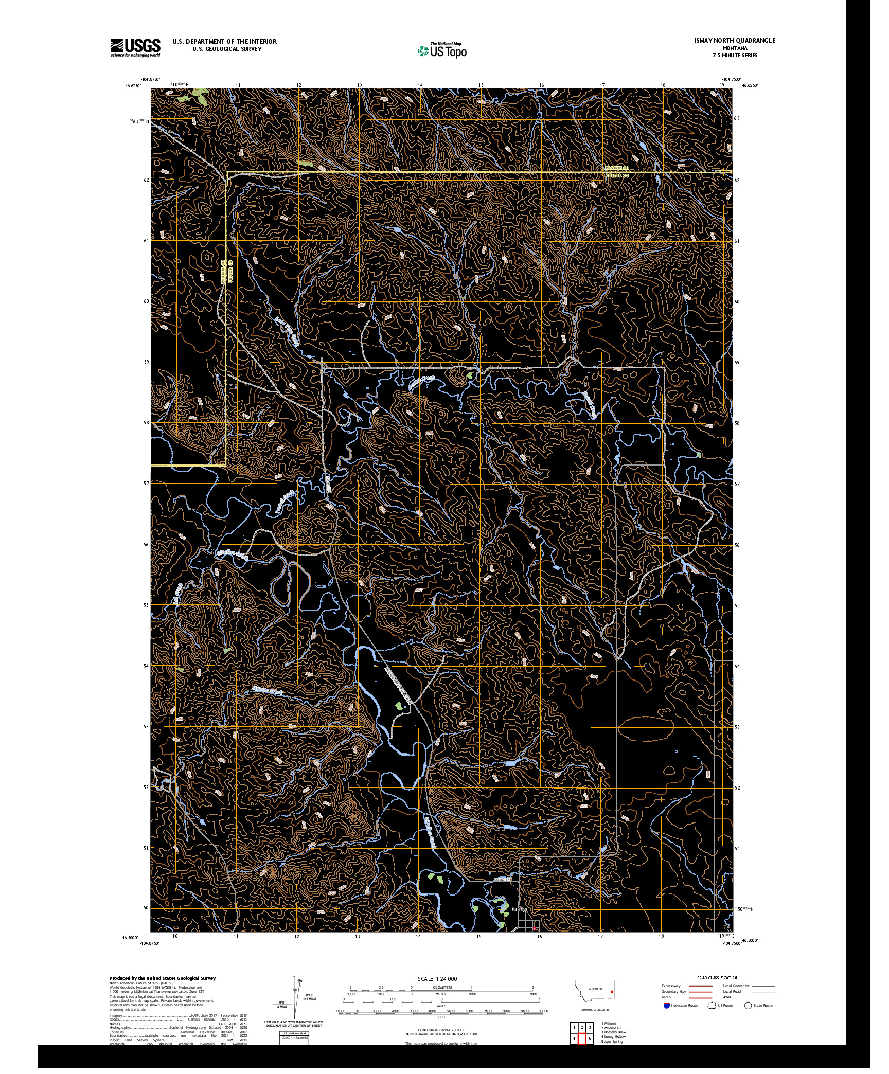 US TOPO 7.5-MINUTE MAP FOR ISMAY NORTH, MT