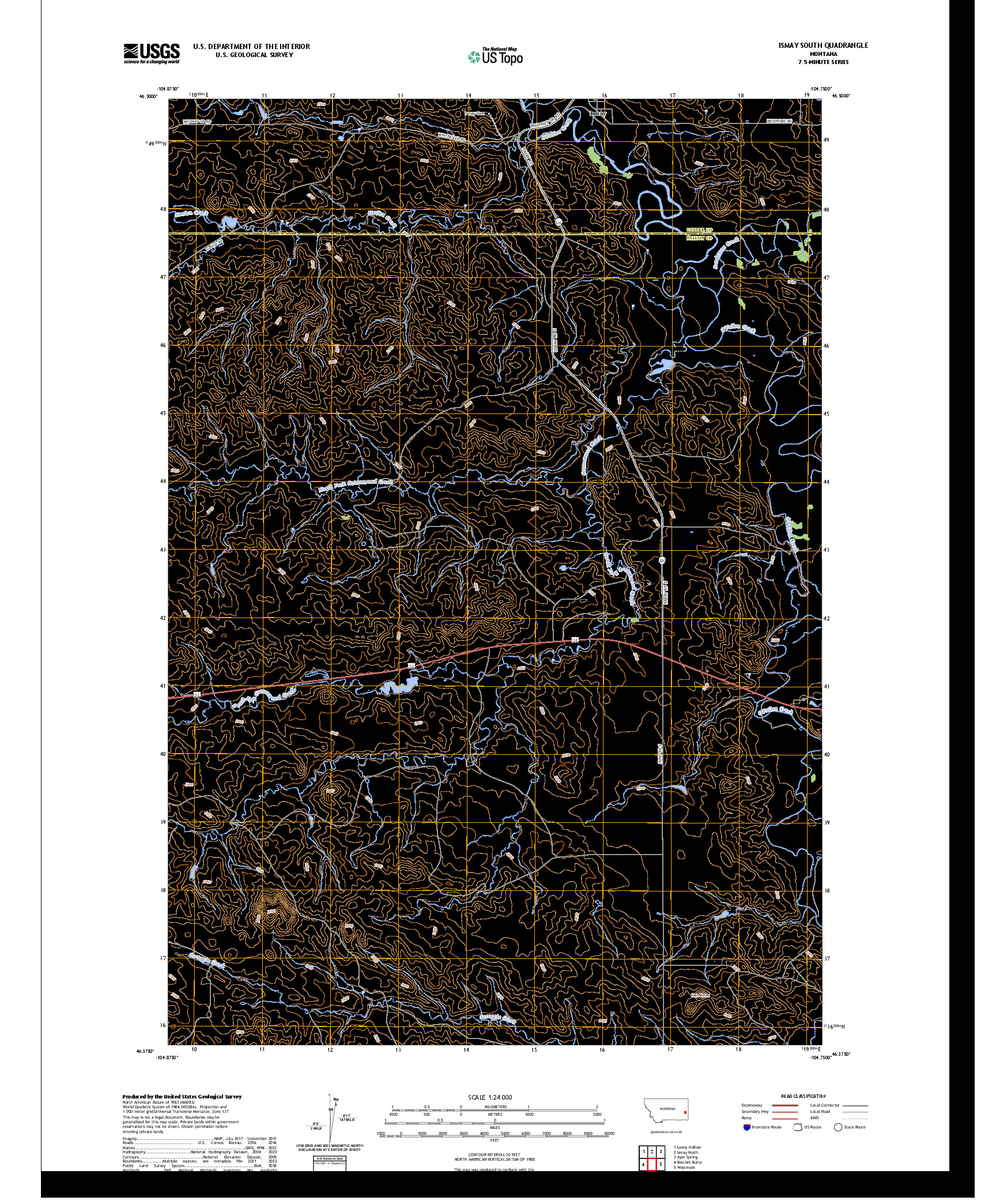 US TOPO 7.5-MINUTE MAP FOR ISMAY SOUTH, MT
