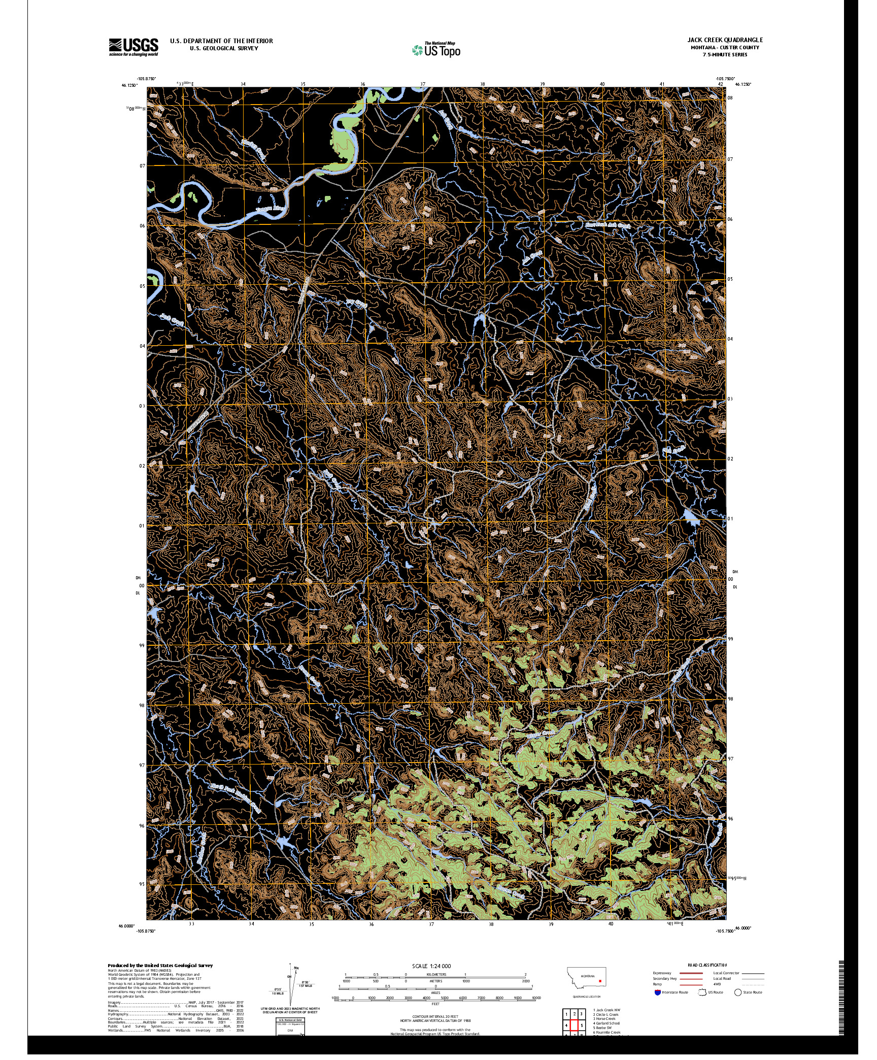 US TOPO 7.5-MINUTE MAP FOR JACK CREEK, MT