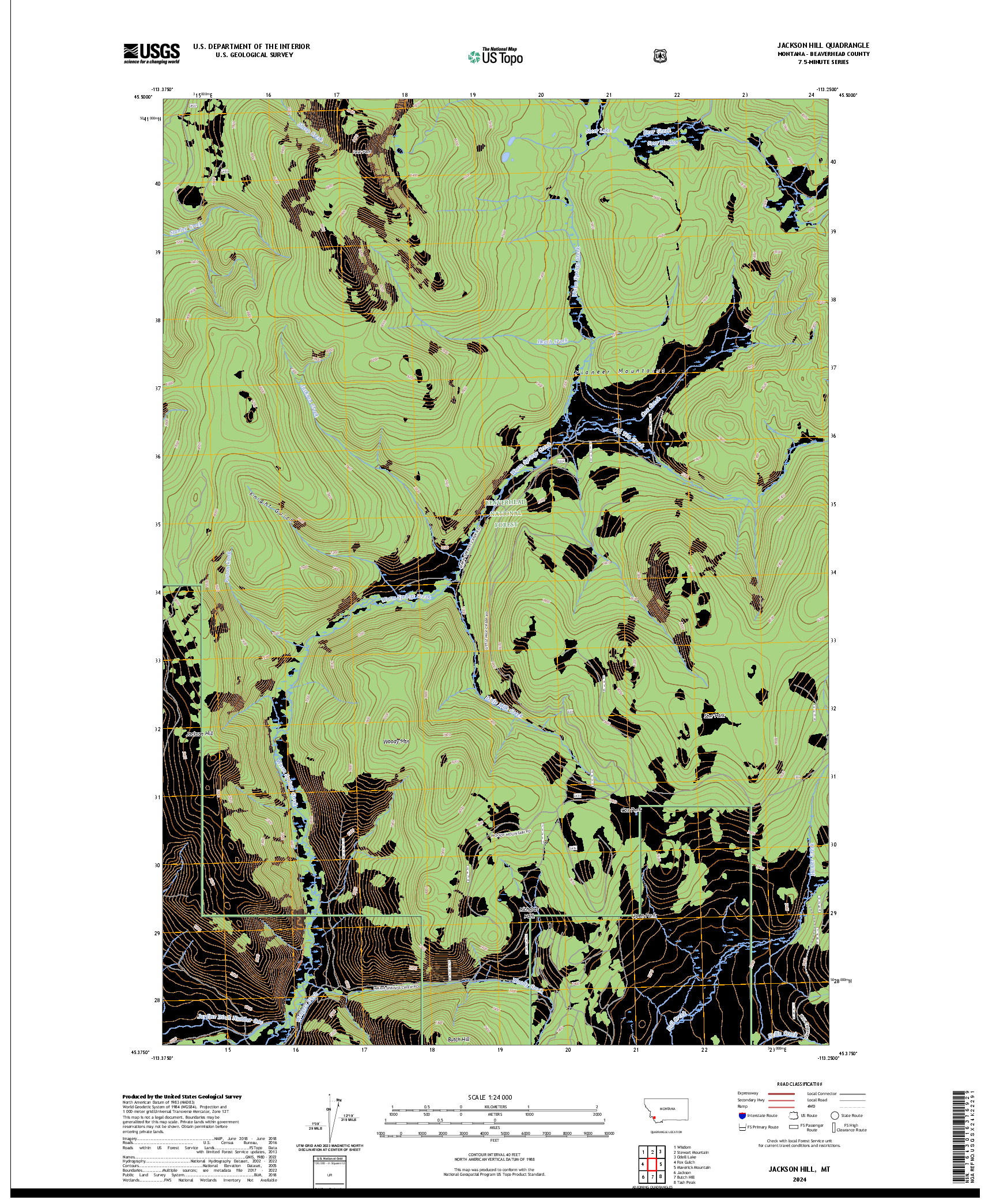US TOPO 7.5-MINUTE MAP FOR JACKSON HILL, MT