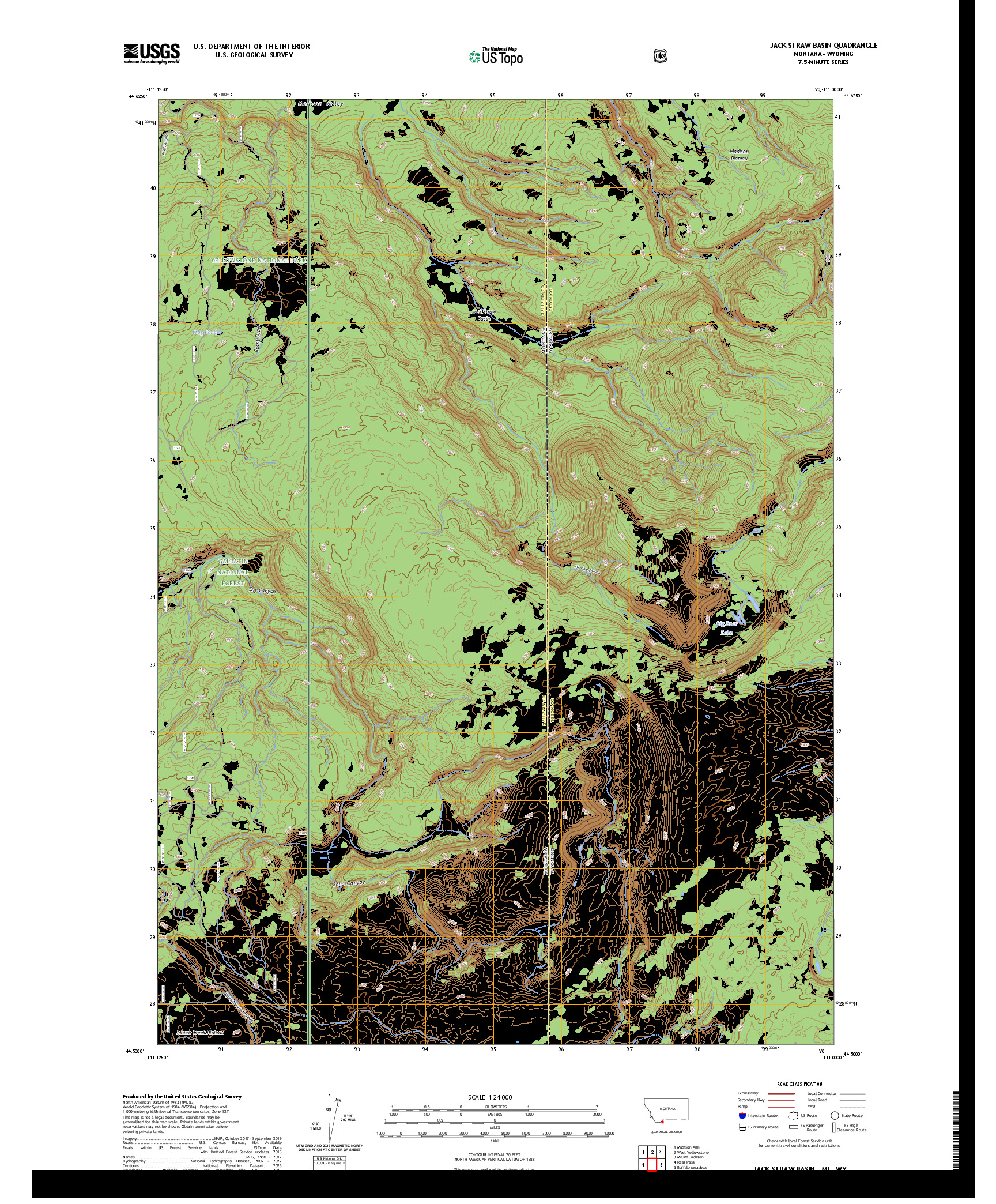 US TOPO 7.5-MINUTE MAP FOR JACK STRAW BASIN, MT,WY