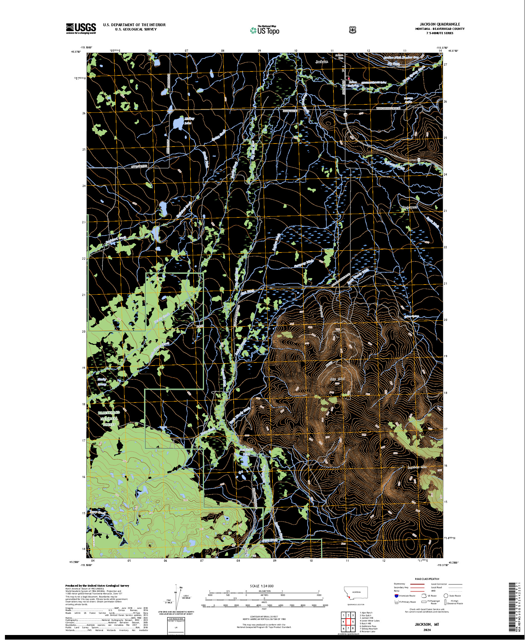 US TOPO 7.5-MINUTE MAP FOR JACKSON, MT