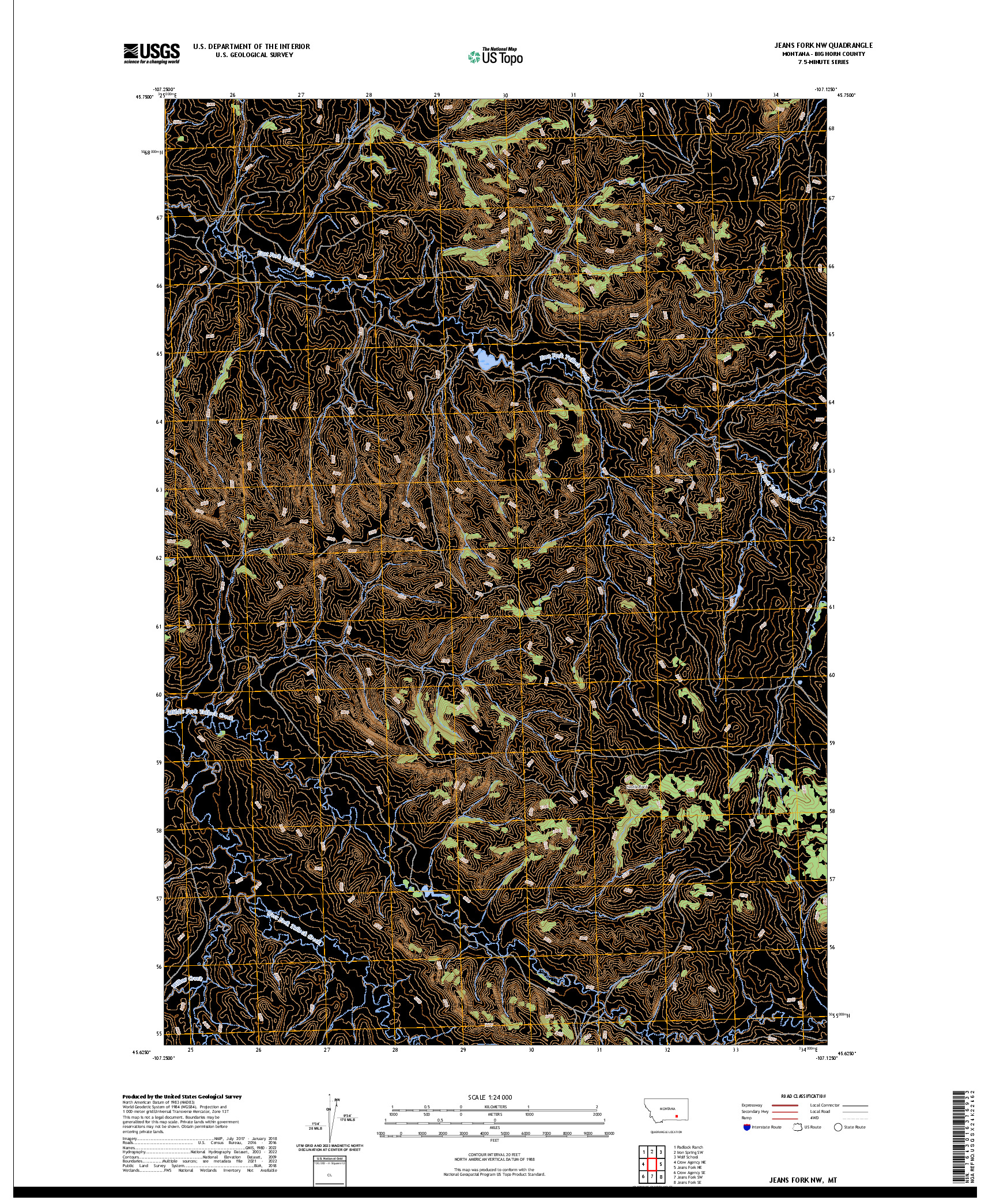 US TOPO 7.5-MINUTE MAP FOR JEANS FORK NW, MT