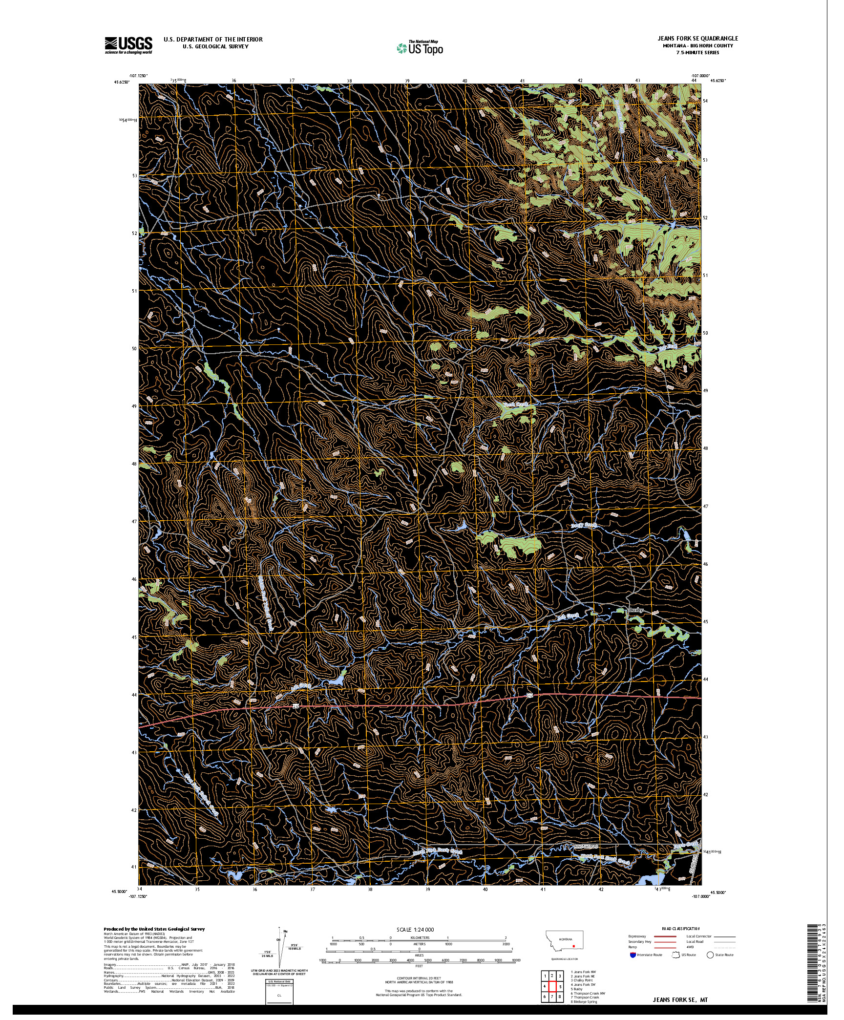 US TOPO 7.5-MINUTE MAP FOR JEANS FORK SE, MT