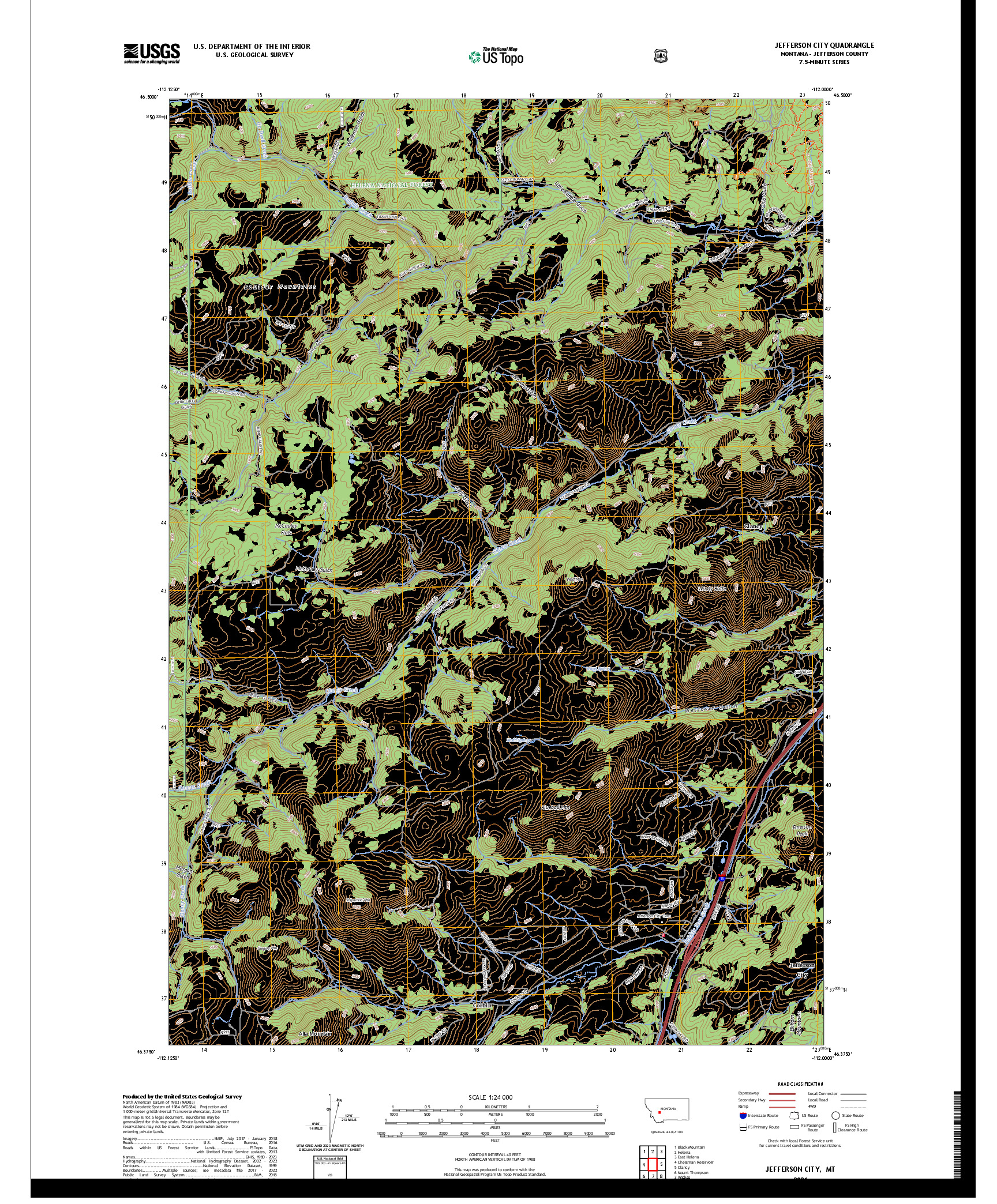 US TOPO 7.5-MINUTE MAP FOR JEFFERSON CITY, MT