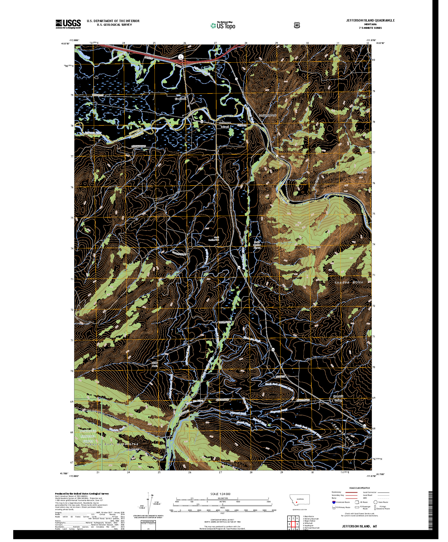 US TOPO 7.5-MINUTE MAP FOR JEFFERSON ISLAND, MT