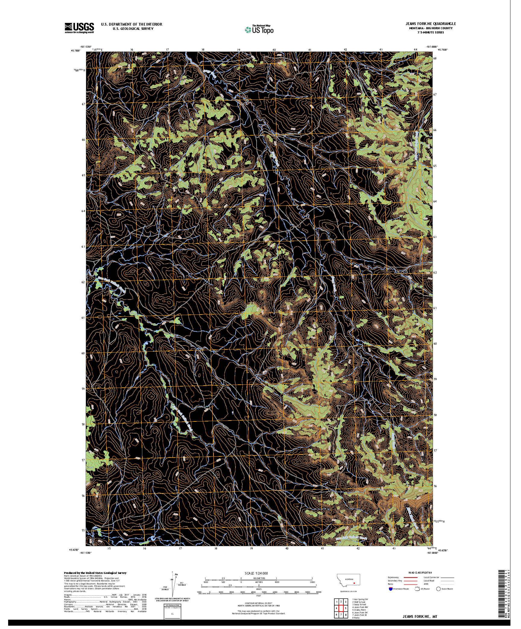 US TOPO 7.5-MINUTE MAP FOR JEANS FORK NE, MT