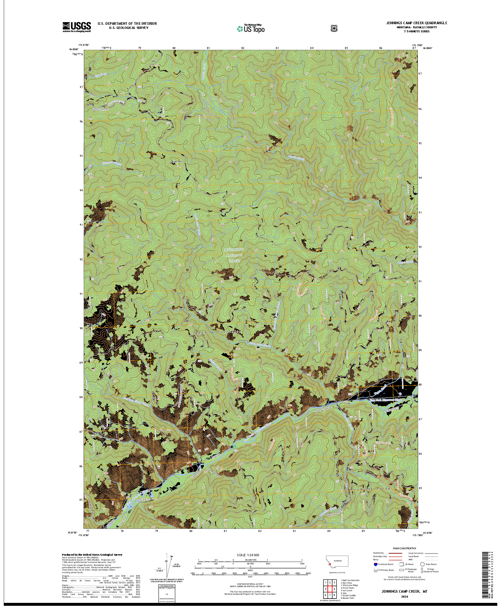 US TOPO 7.5-MINUTE MAP FOR JENNINGS CAMP CREEK, MT