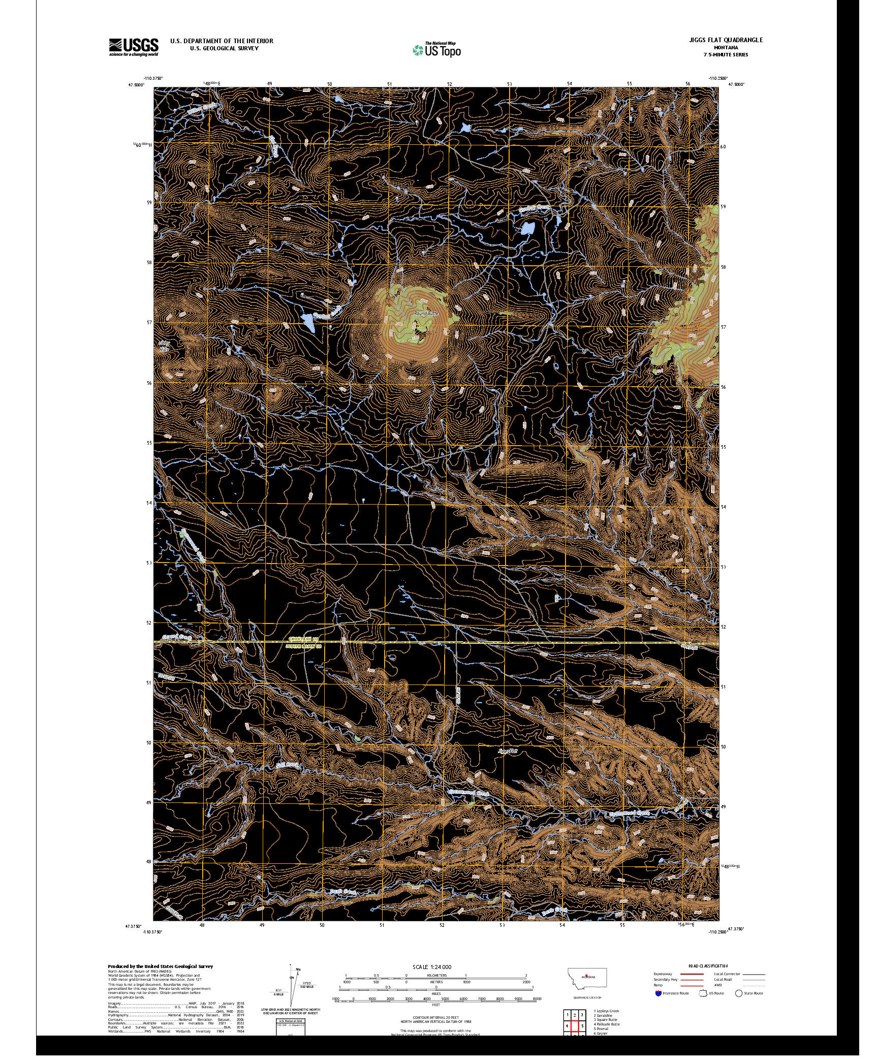 US TOPO 7.5-MINUTE MAP FOR JIGGS FLAT, MT