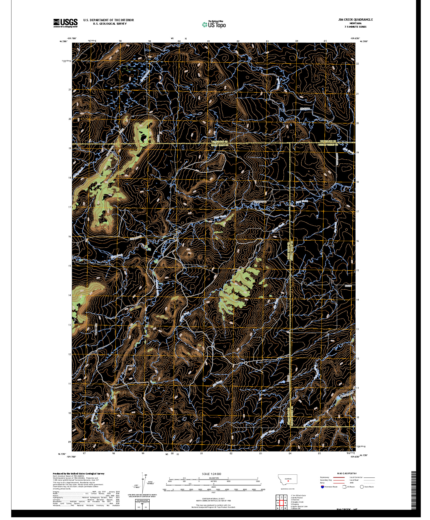 US TOPO 7.5-MINUTE MAP FOR JIM CREEK, MT