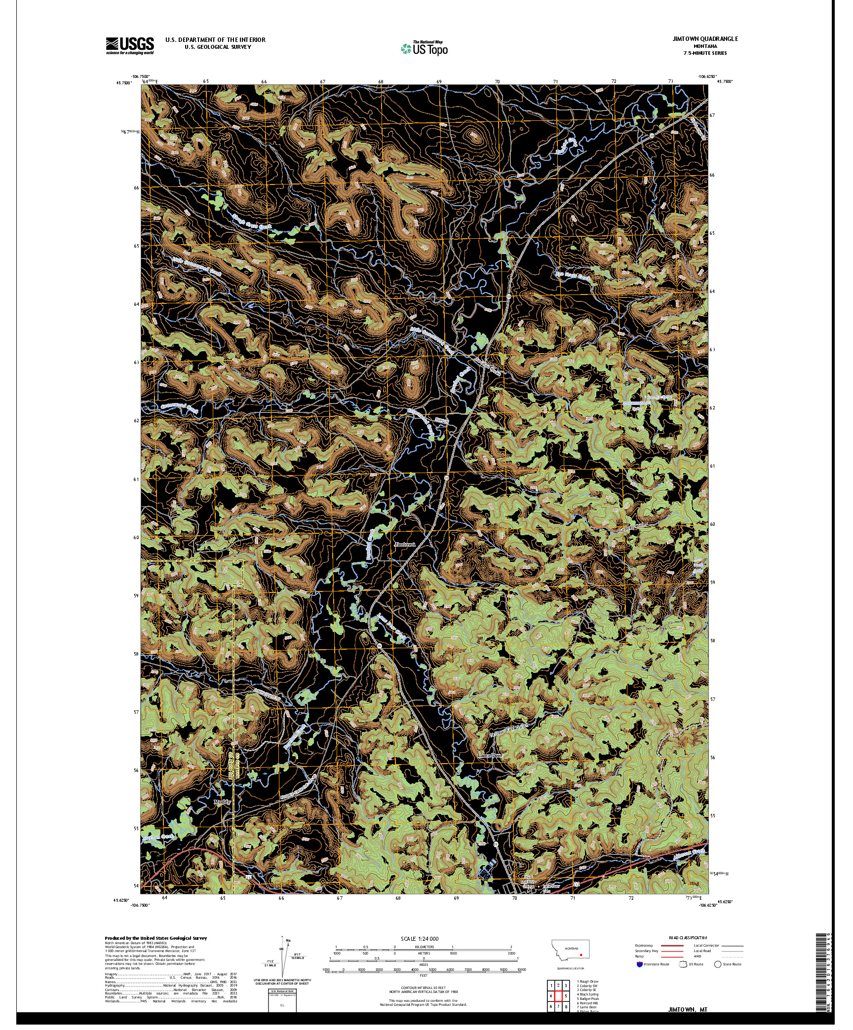 US TOPO 7.5-MINUTE MAP FOR JIMTOWN, MT