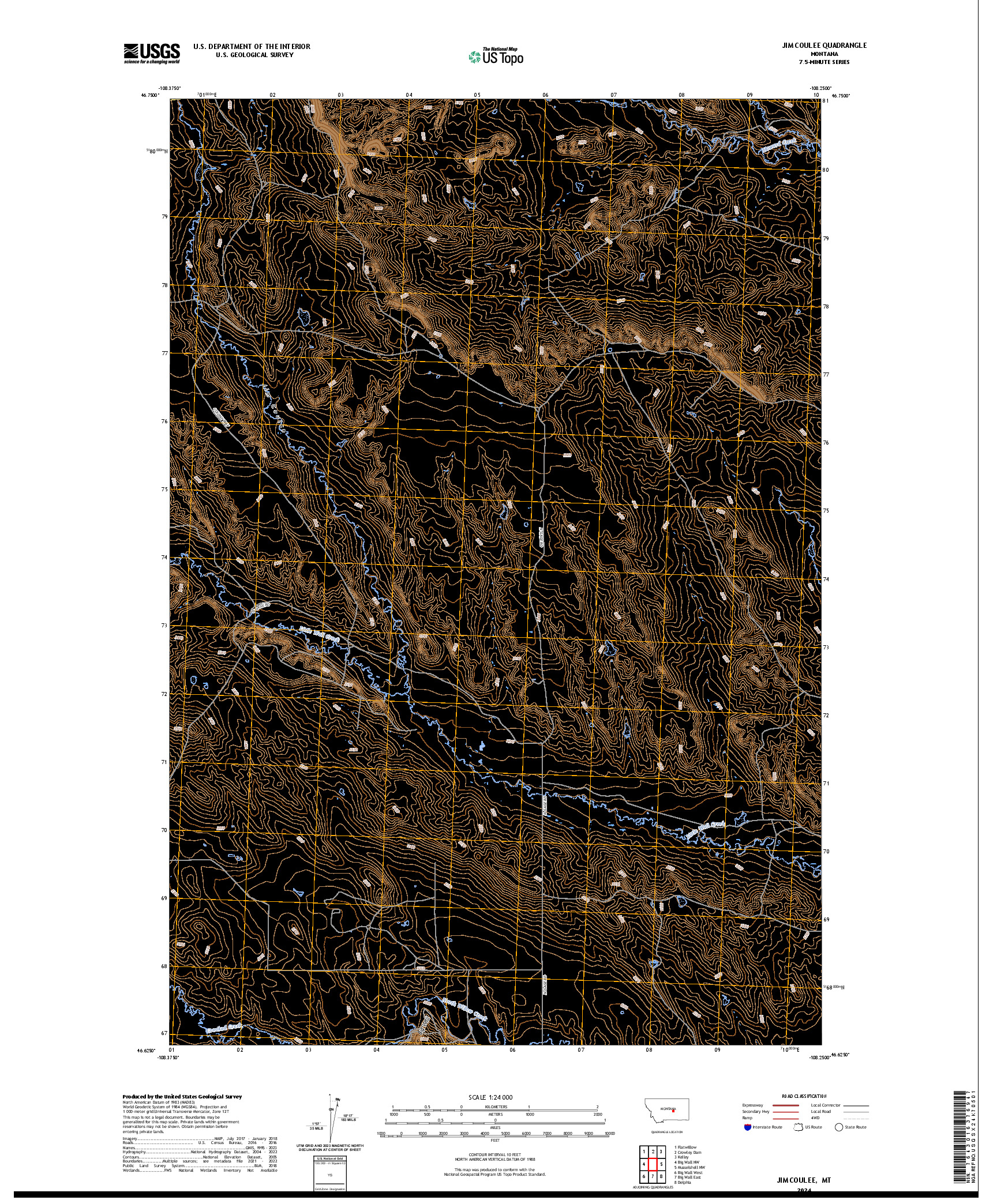 US TOPO 7.5-MINUTE MAP FOR JIM COULEE, MT