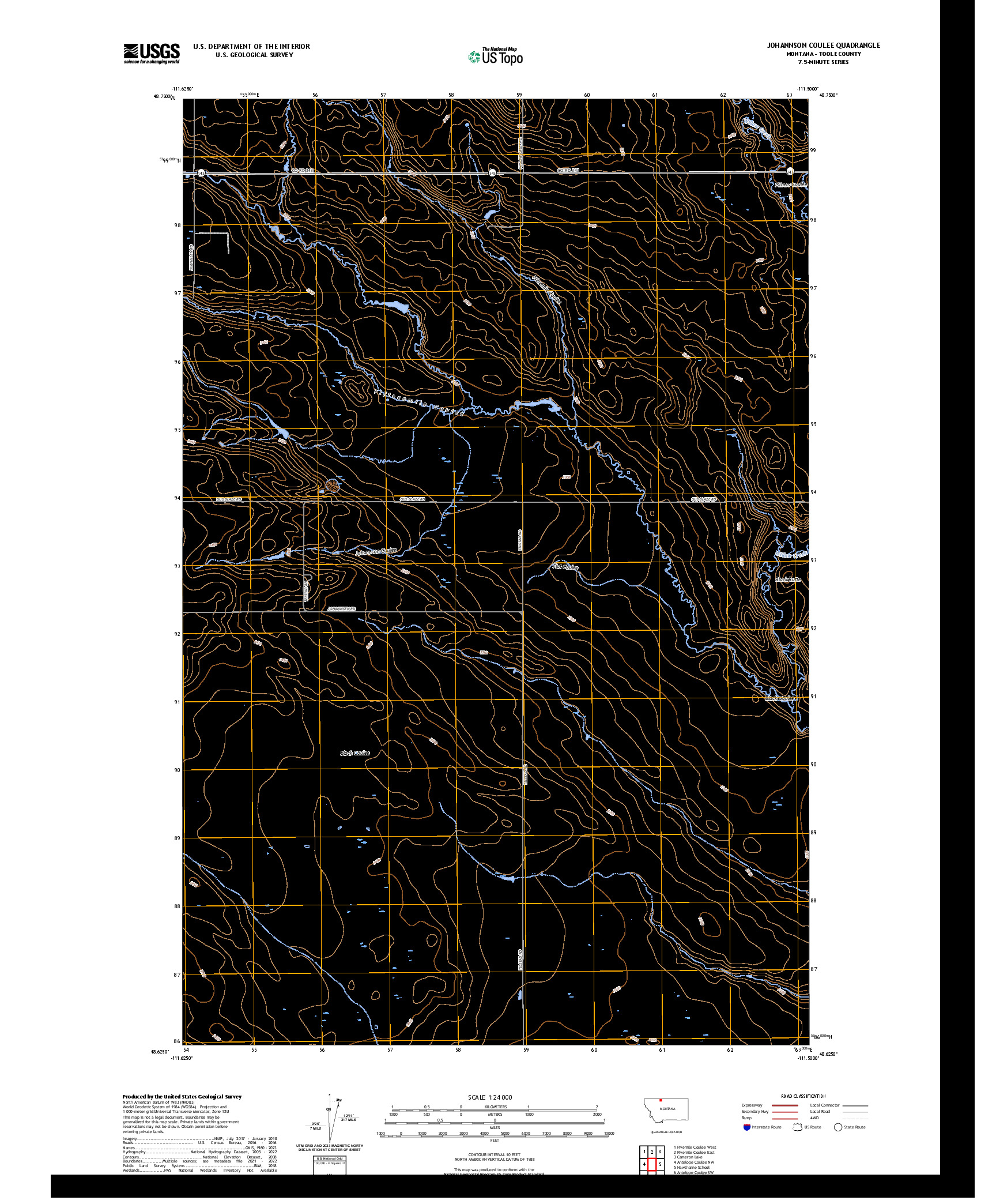 US TOPO 7.5-MINUTE MAP FOR JOHANNSON COULEE, MT