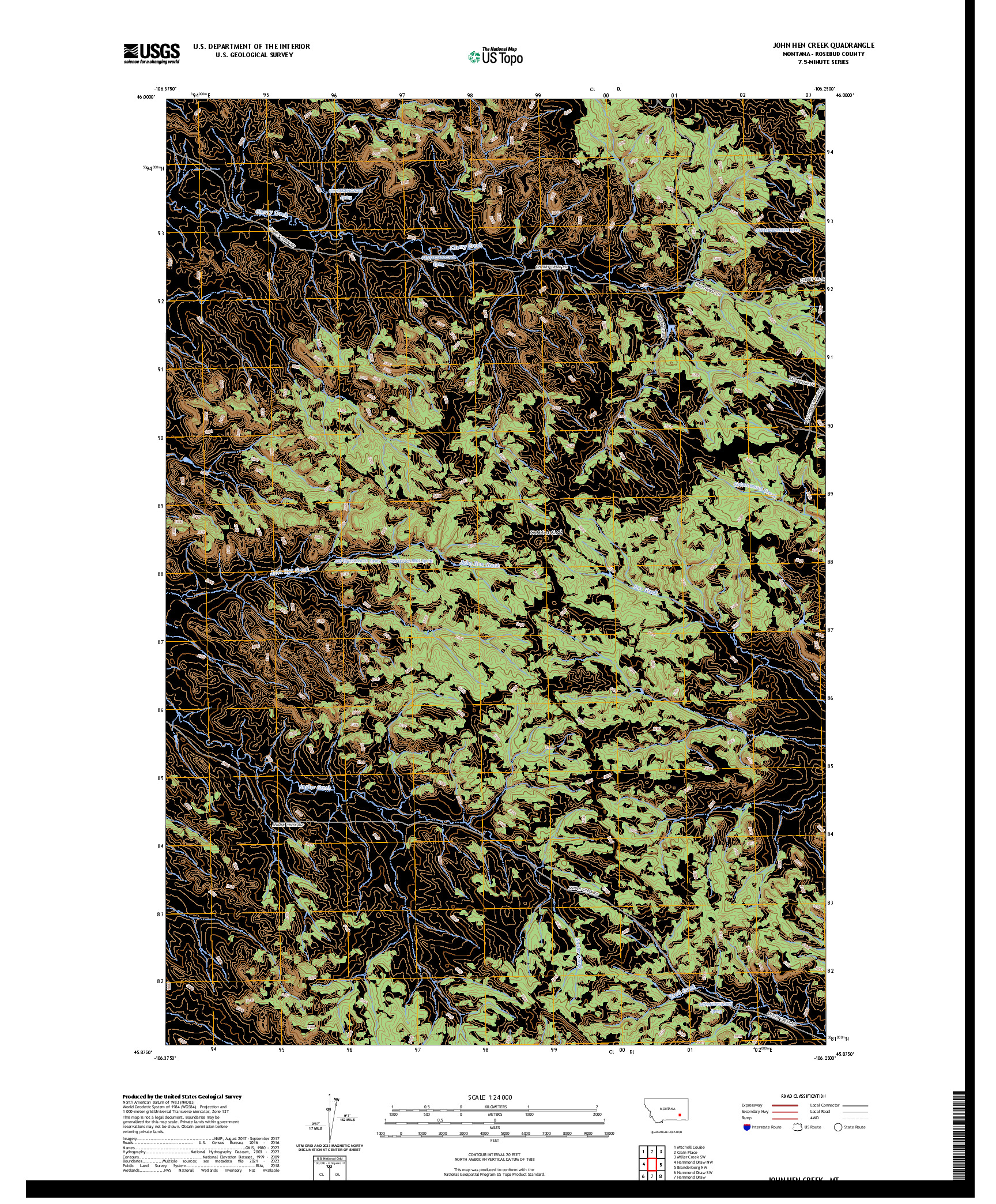 US TOPO 7.5-MINUTE MAP FOR JOHN HEN CREEK, MT