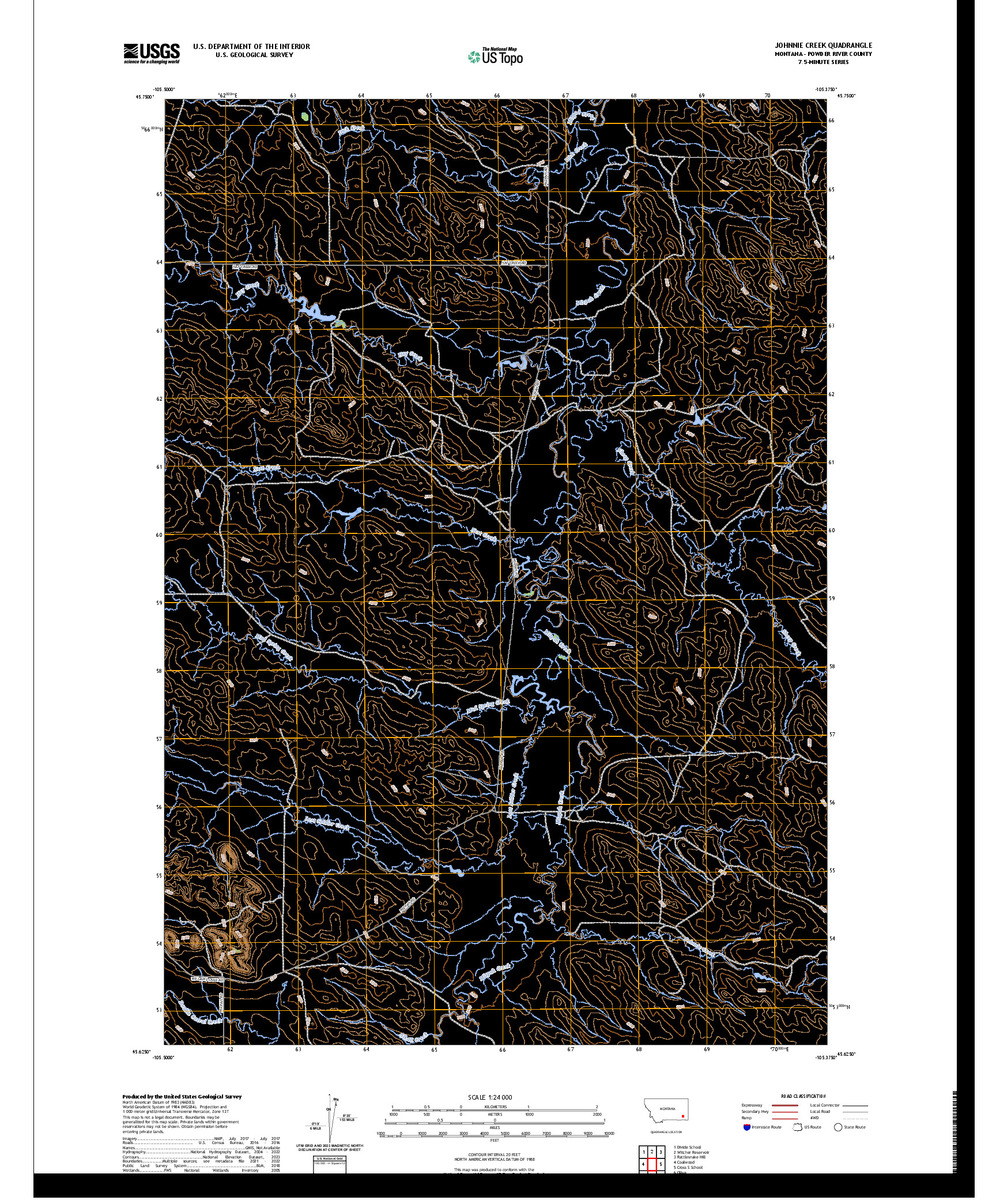 US TOPO 7.5-MINUTE MAP FOR JOHNNIE CREEK, MT