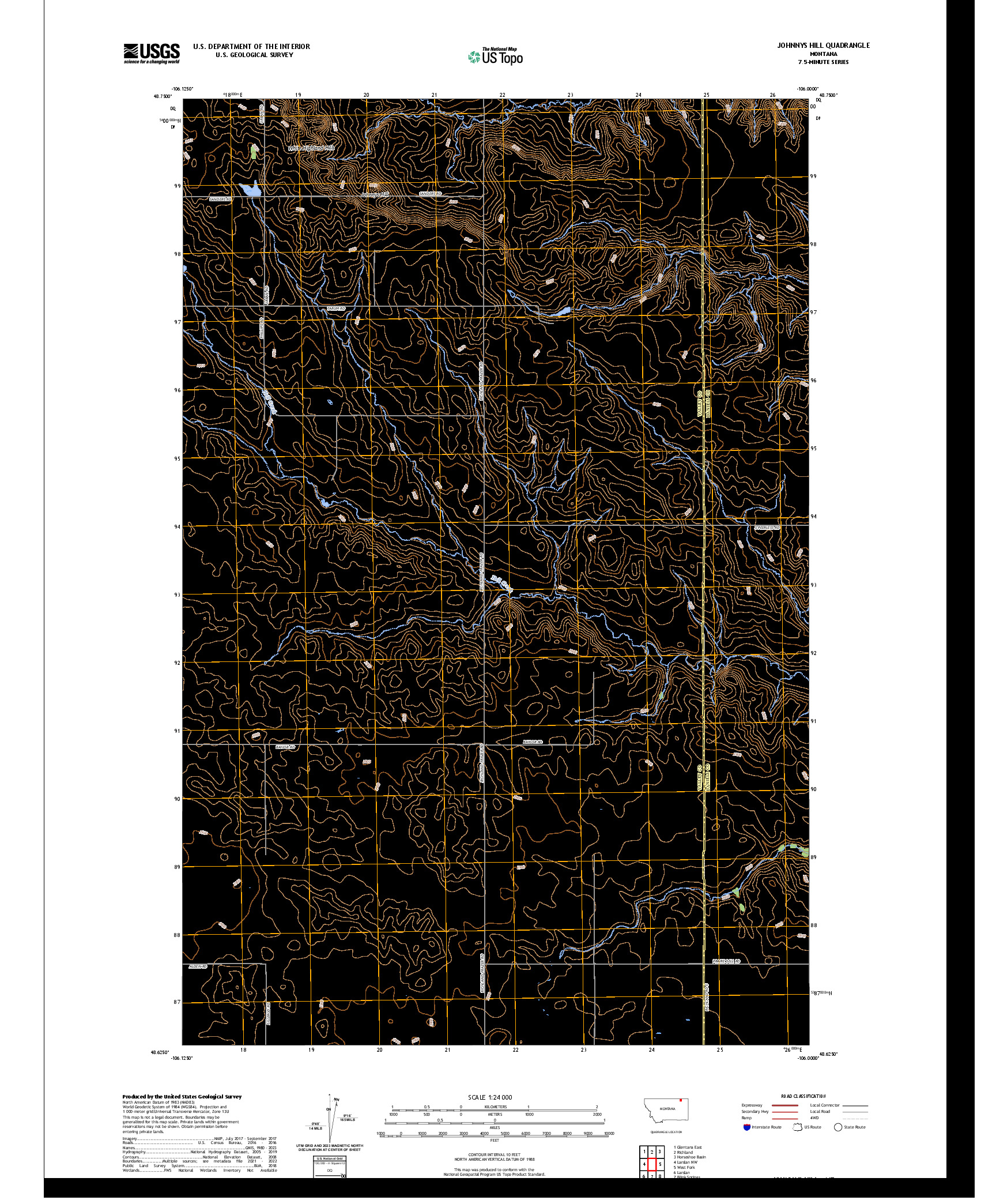 US TOPO 7.5-MINUTE MAP FOR JOHNNYS HILL, MT