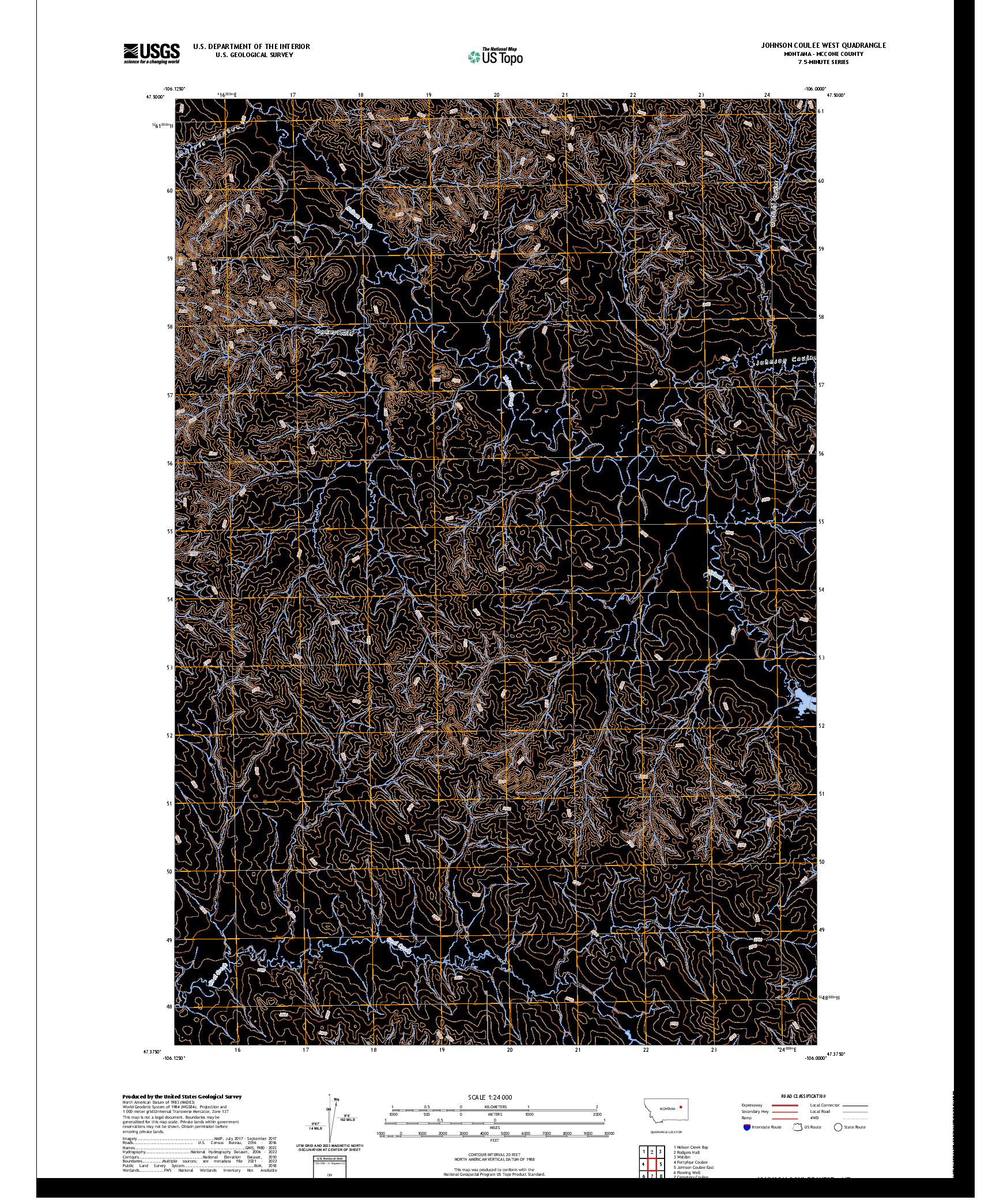 US TOPO 7.5-MINUTE MAP FOR JOHNSON COULEE WEST, MT