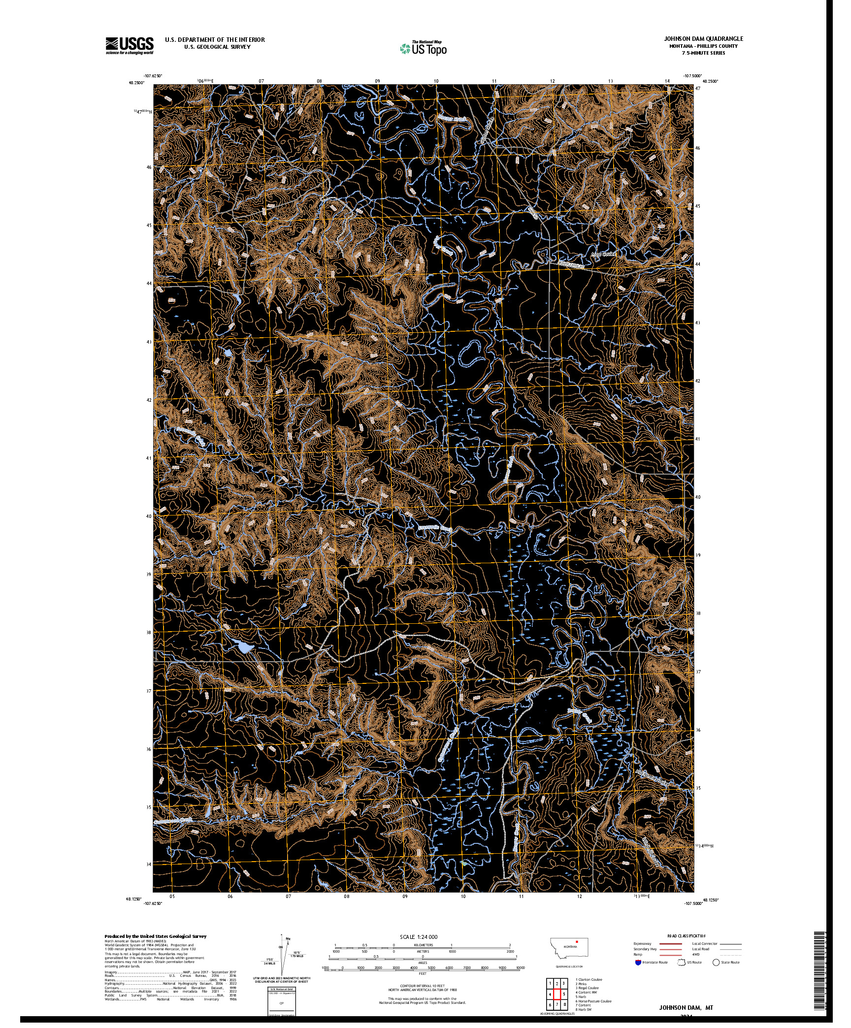 US TOPO 7.5-MINUTE MAP FOR JOHNSON DAM, MT