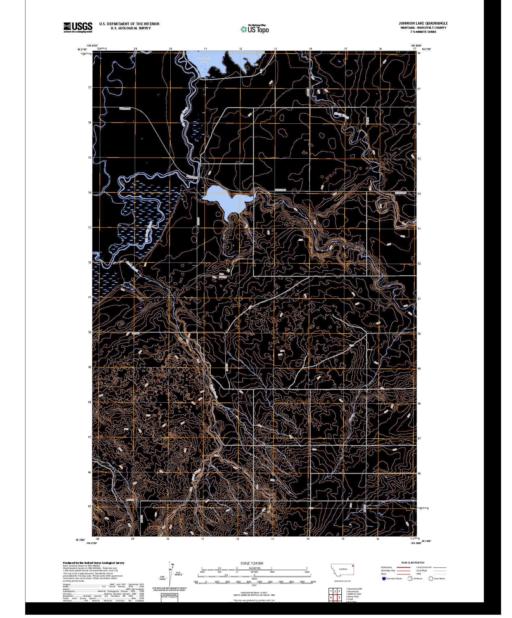 US TOPO 7.5-MINUTE MAP FOR JOHNSON LAKE, MT