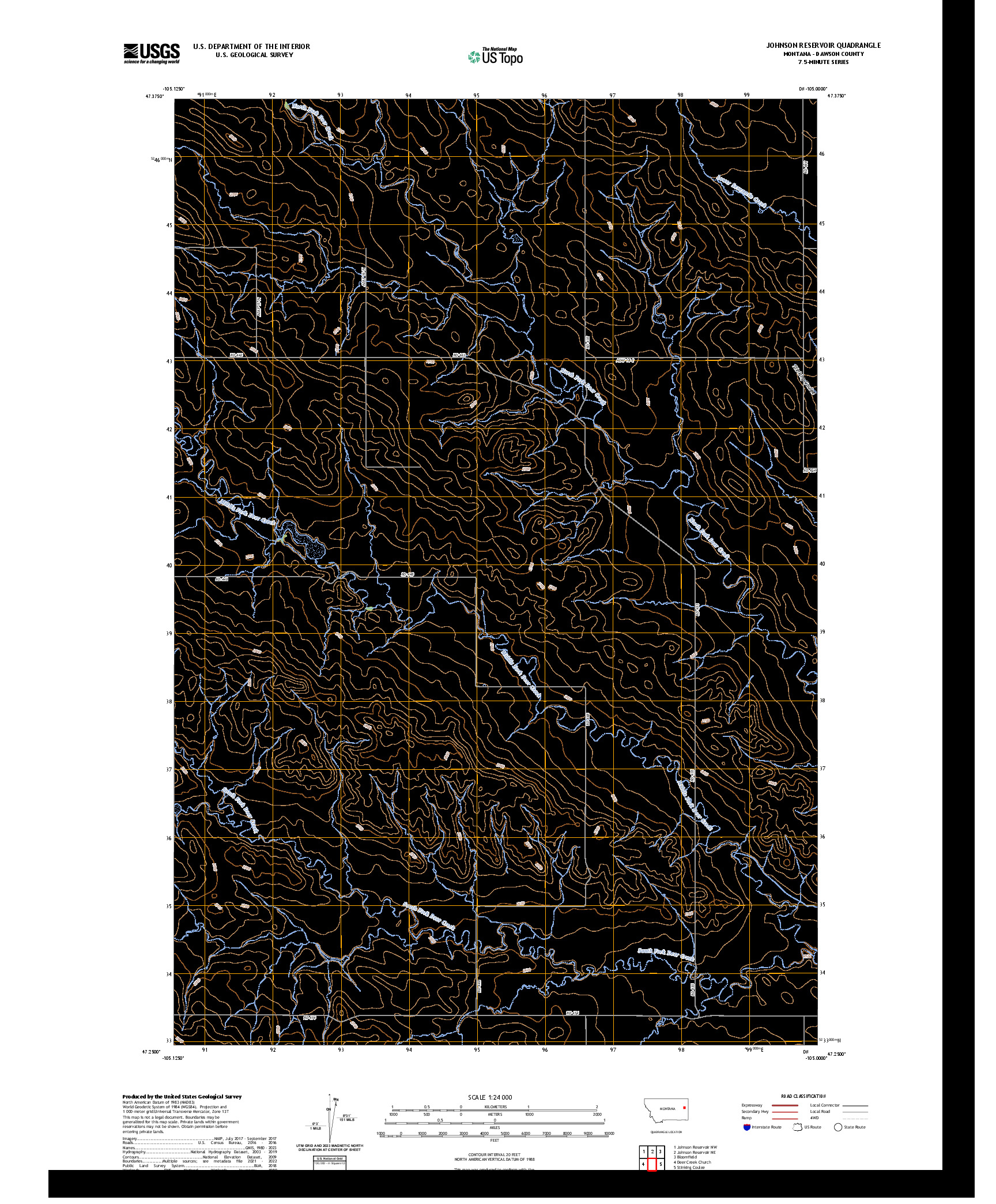 US TOPO 7.5-MINUTE MAP FOR JOHNSON RESERVOIR, MT