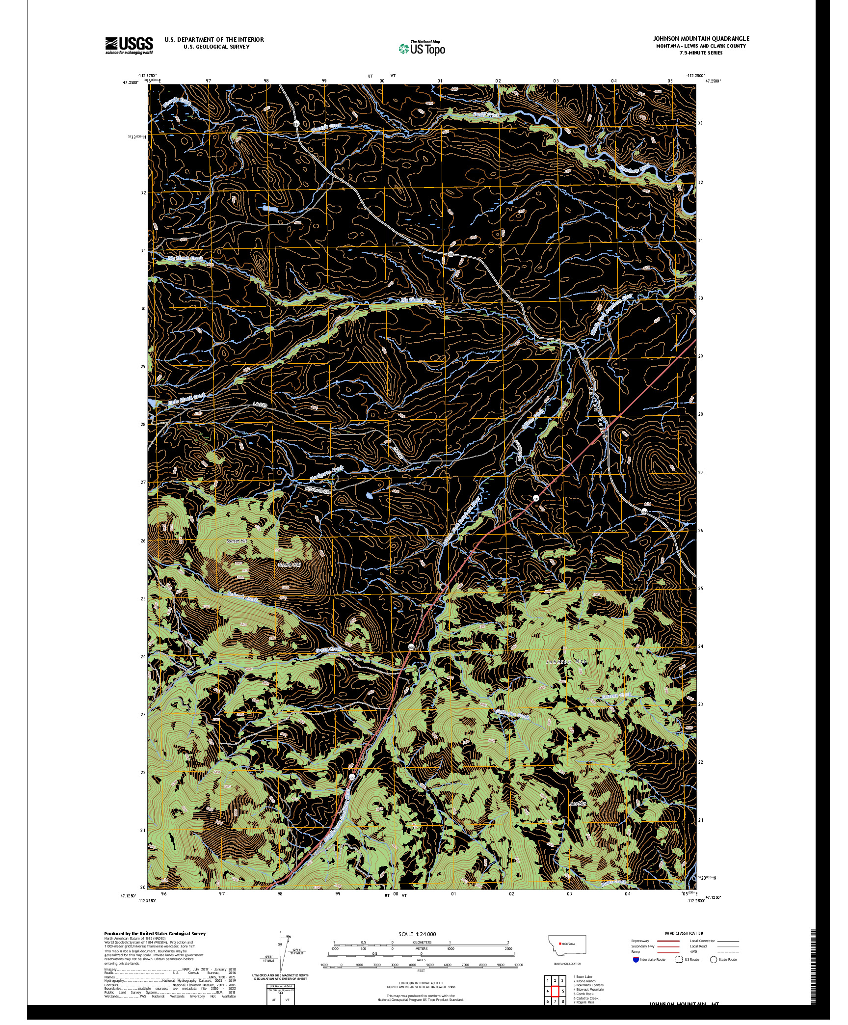 US TOPO 7.5-MINUTE MAP FOR JOHNSON MOUNTAIN, MT