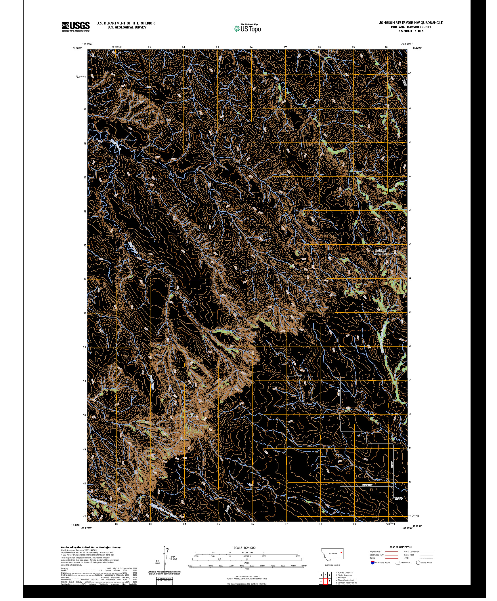 US TOPO 7.5-MINUTE MAP FOR JOHNSON RESERVOIR NW, MT