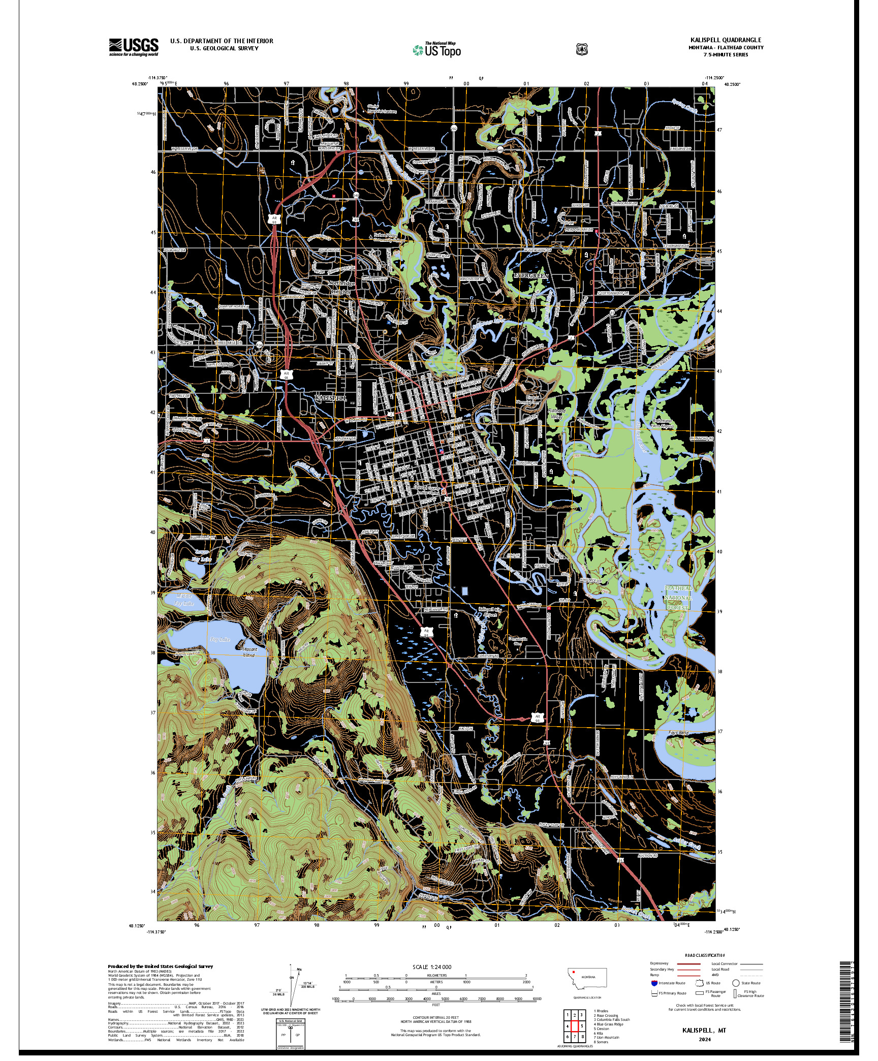 US TOPO 7.5-MINUTE MAP FOR KALISPELL, MT