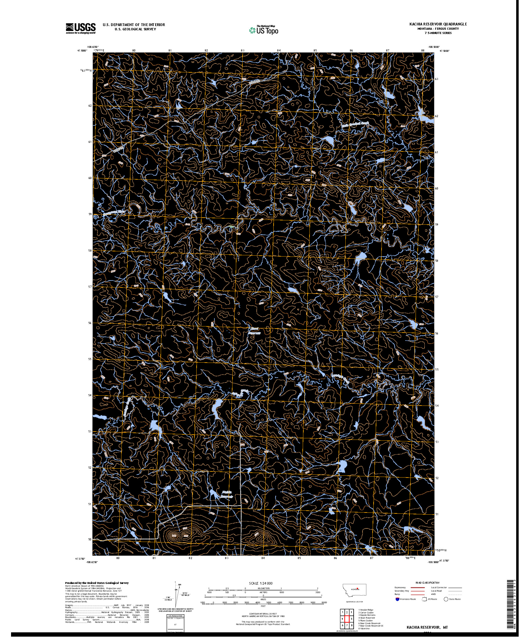 US TOPO 7.5-MINUTE MAP FOR KACHIA RESERVOIR, MT