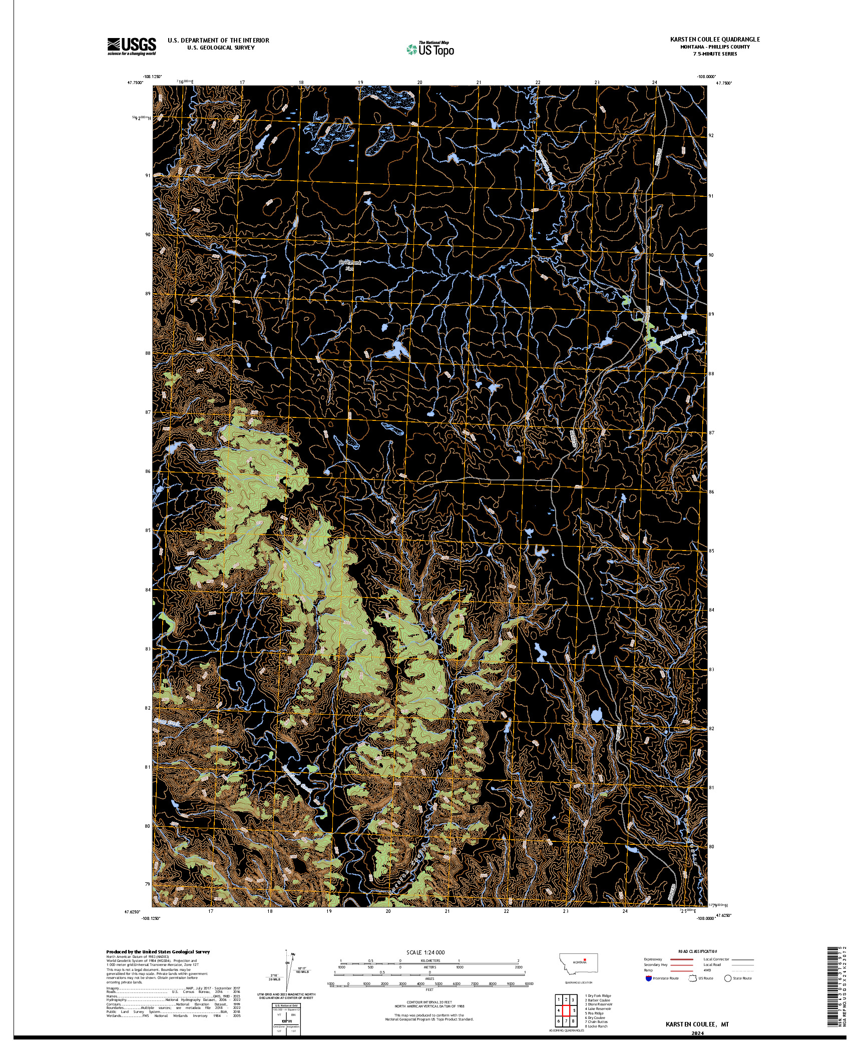 US TOPO 7.5-MINUTE MAP FOR KARSTEN COULEE, MT