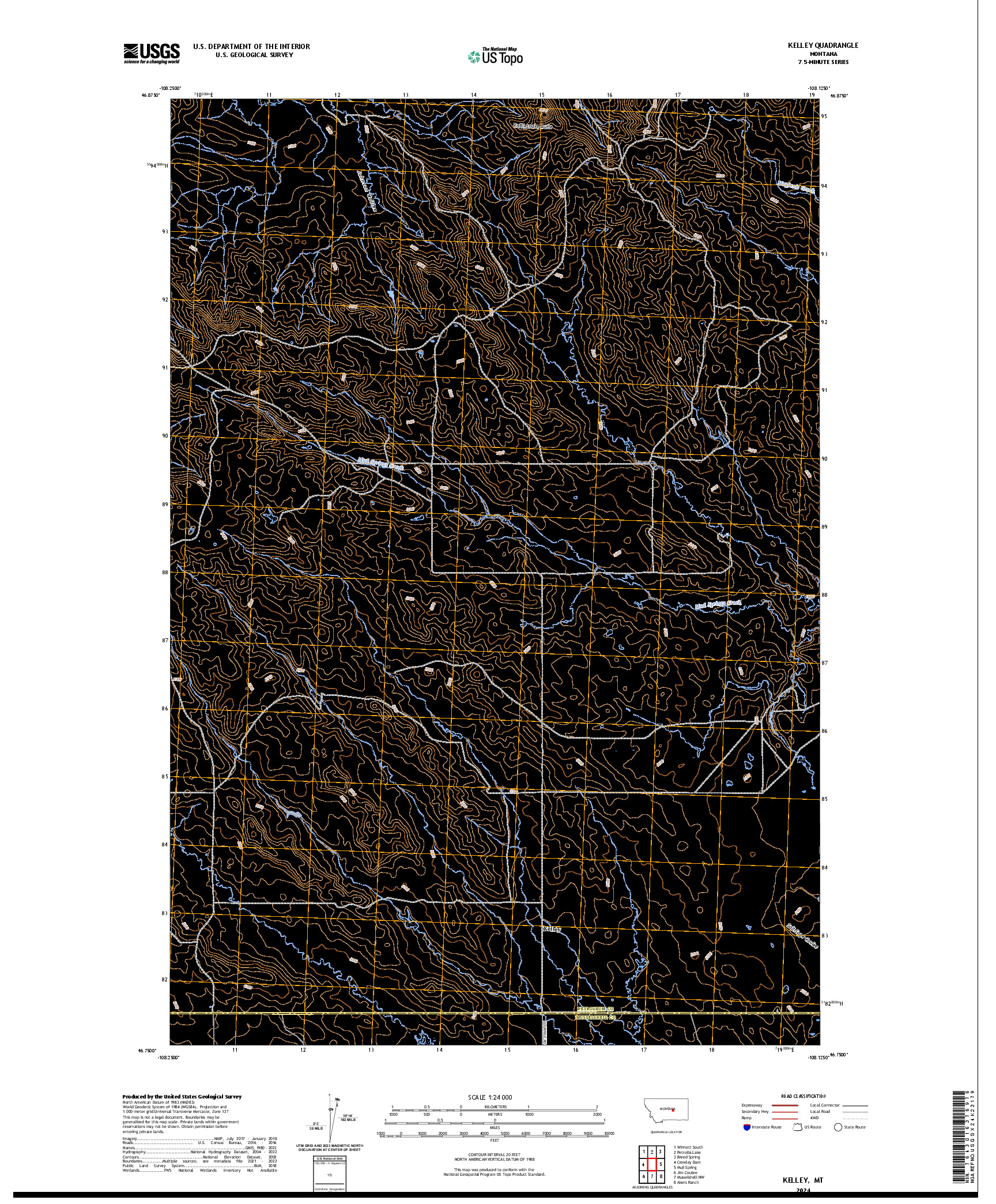 US TOPO 7.5-MINUTE MAP FOR KELLEY, MT