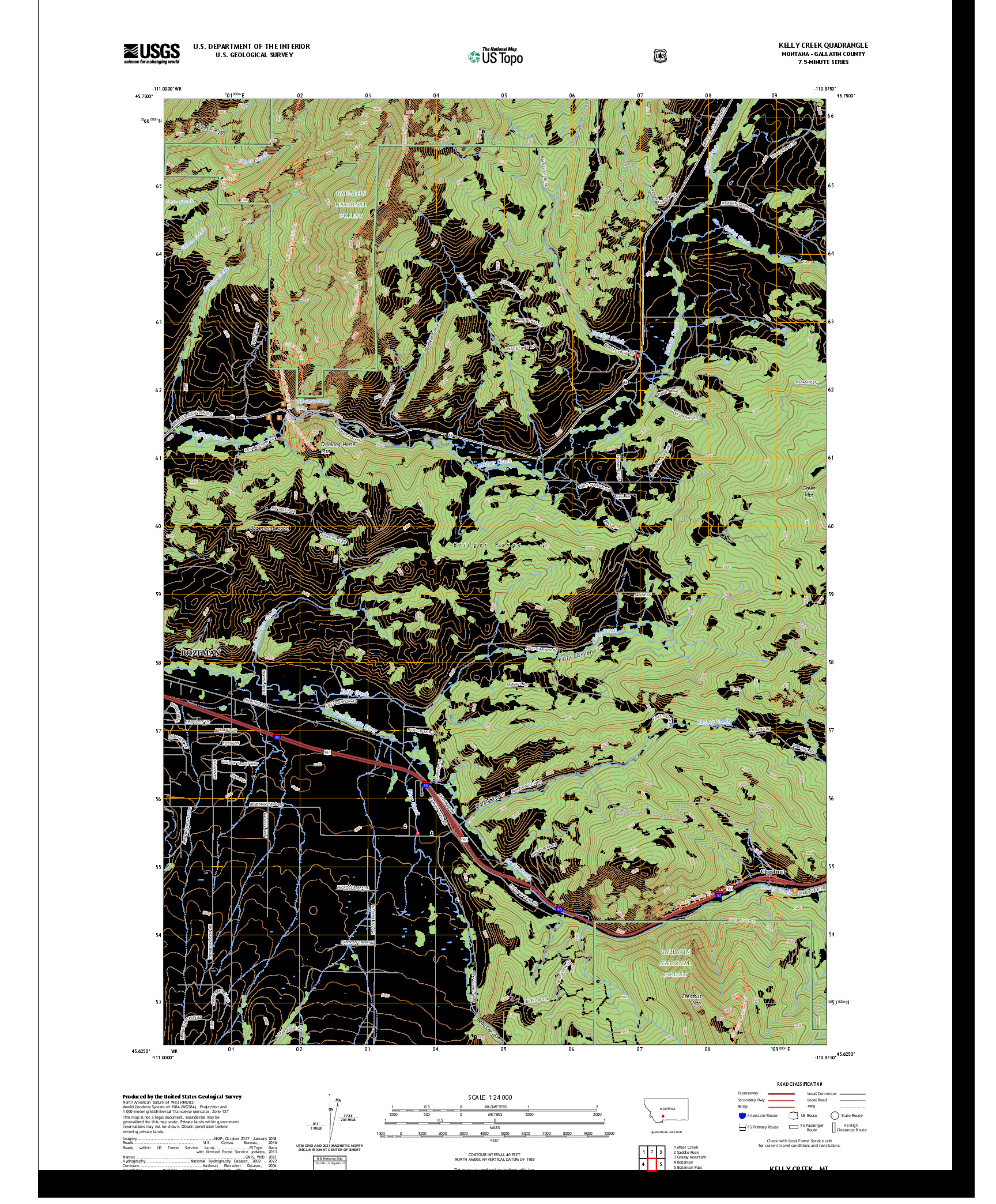 US TOPO 7.5-MINUTE MAP FOR KELLY CREEK, MT