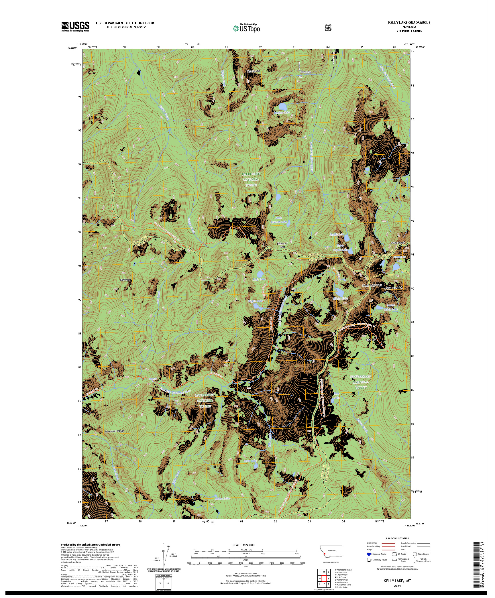 US TOPO 7.5-MINUTE MAP FOR KELLY LAKE, MT