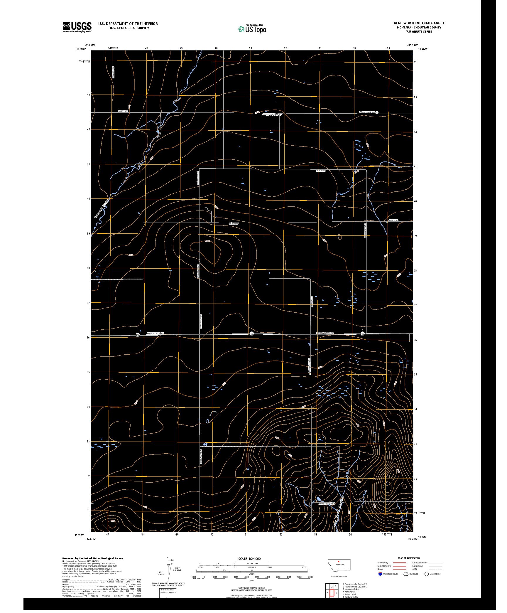 US TOPO 7.5-MINUTE MAP FOR KENILWORTH NE, MT